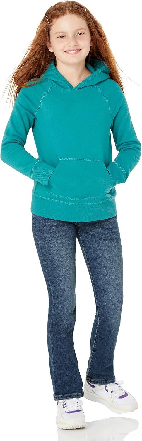 image:imageAmazon Essentials Girls and Toddlers Pullover Hoodie Sweatshirt with Kangaroo PocketAqua Blue