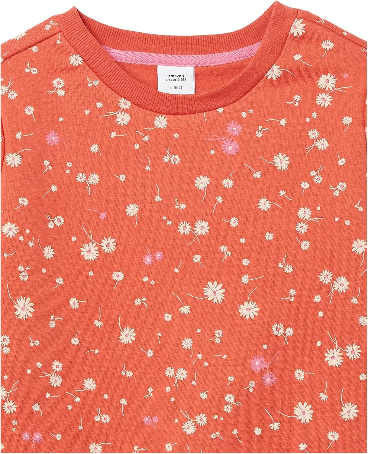 image:imageAmazon Essentials Girls and Toddlers Relaxed Fit Fleece Crewneck Pullover Sweatshirts Pack of 22pack Light MauveOrange Floral