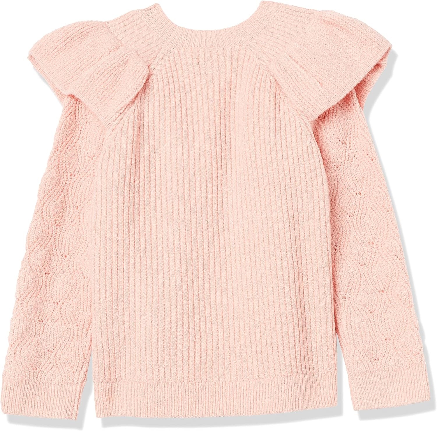 image:imageAmazon Essentials Girls and Toddlers Soft Touch Ruffle Pullover SweaterLight Pink