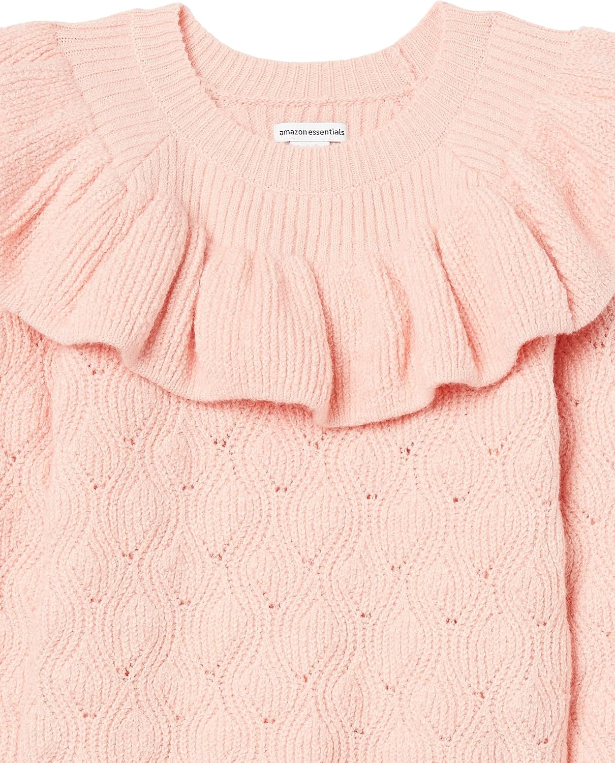 image:imageAmazon Essentials Girls and Toddlers Soft Touch Ruffle Pullover SweaterLight Pink