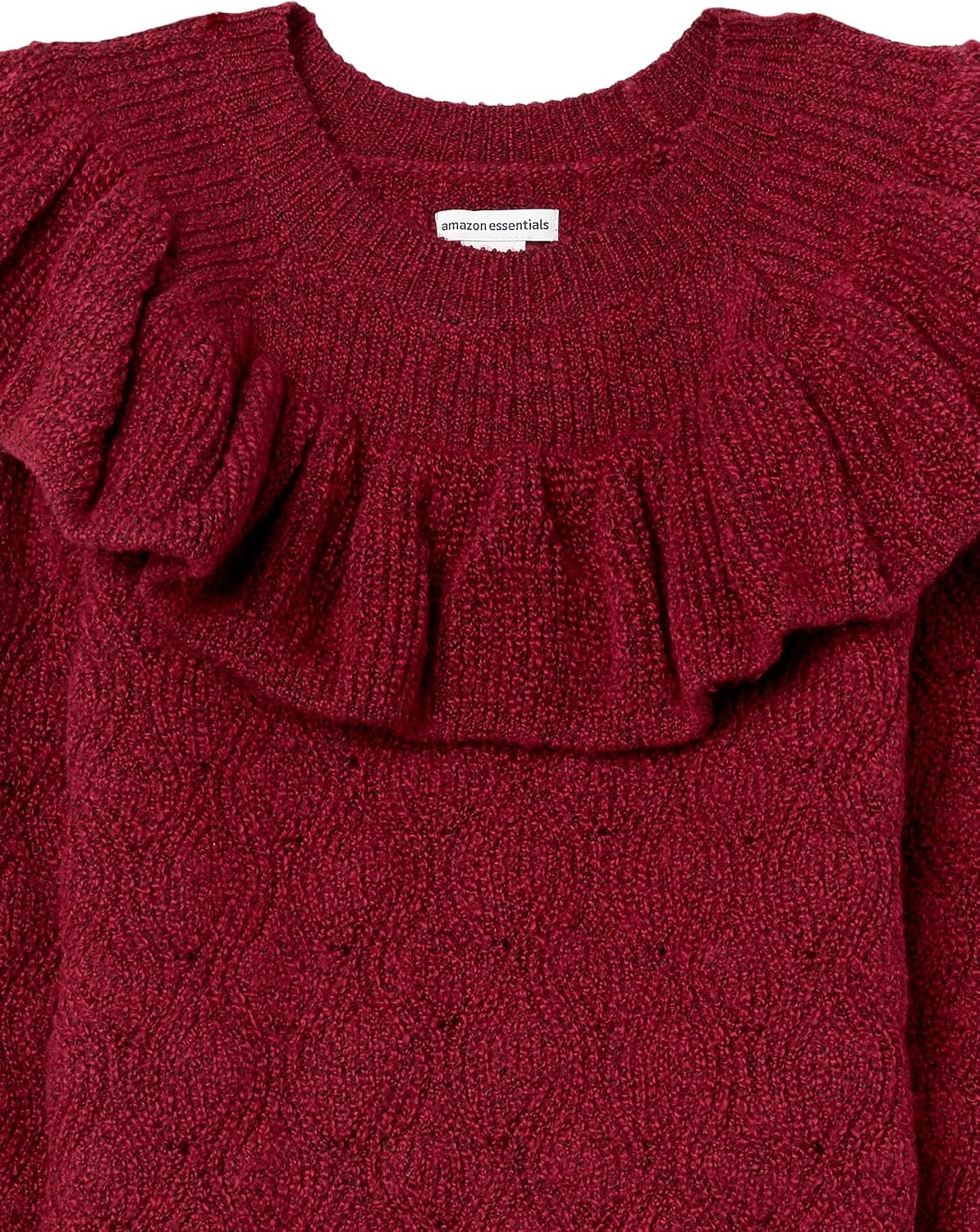 image:imageAmazon Essentials Girls and Toddlers Soft Touch Ruffle Pullover SweaterRaspberry Red Shearling