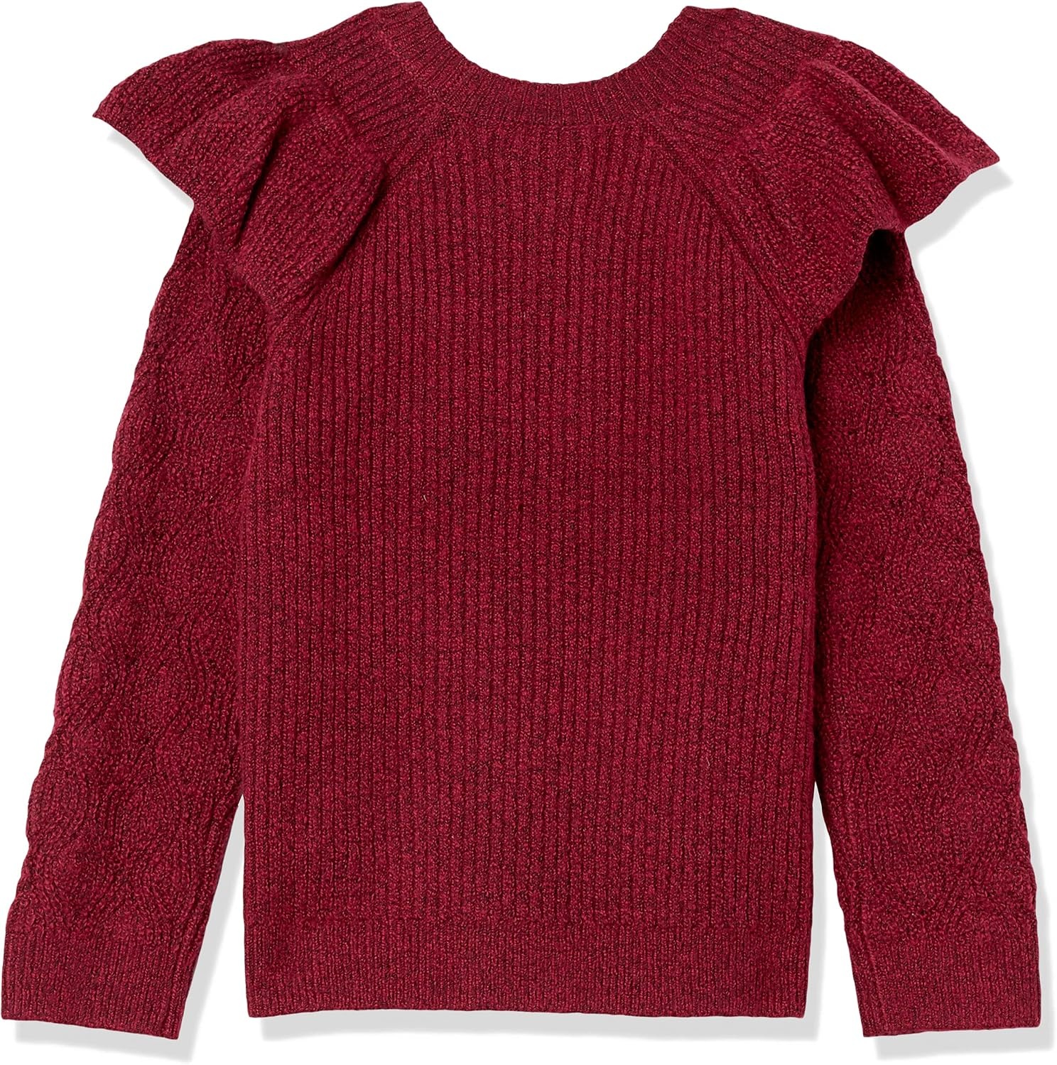 image:imageAmazon Essentials Girls and Toddlers Soft Touch Ruffle Pullover SweaterRaspberry Red Shearling