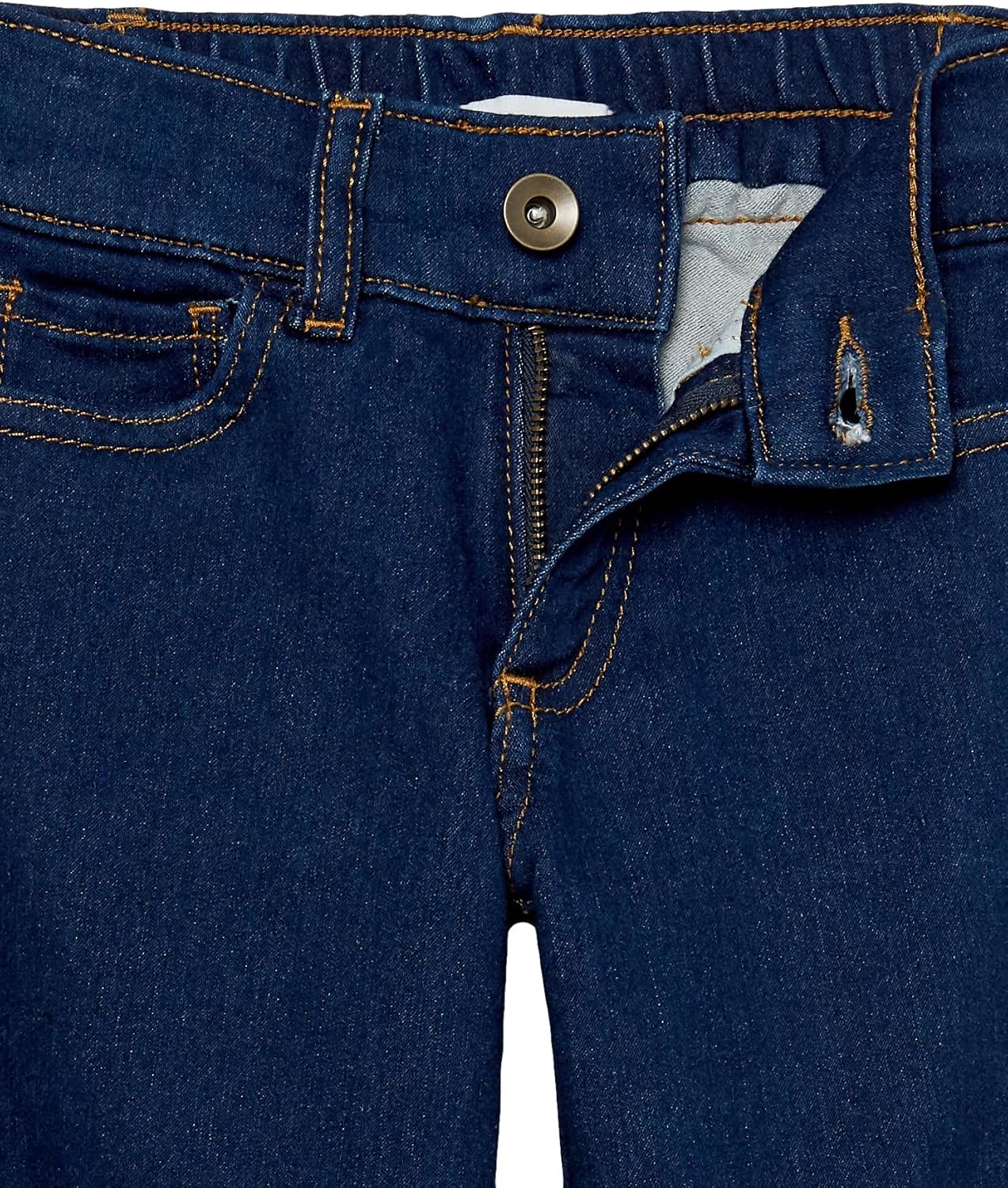 image:imageAmazon Essentials Girls and Toddlers Wide Leg Jeans with Elastic WaistDark Indigo