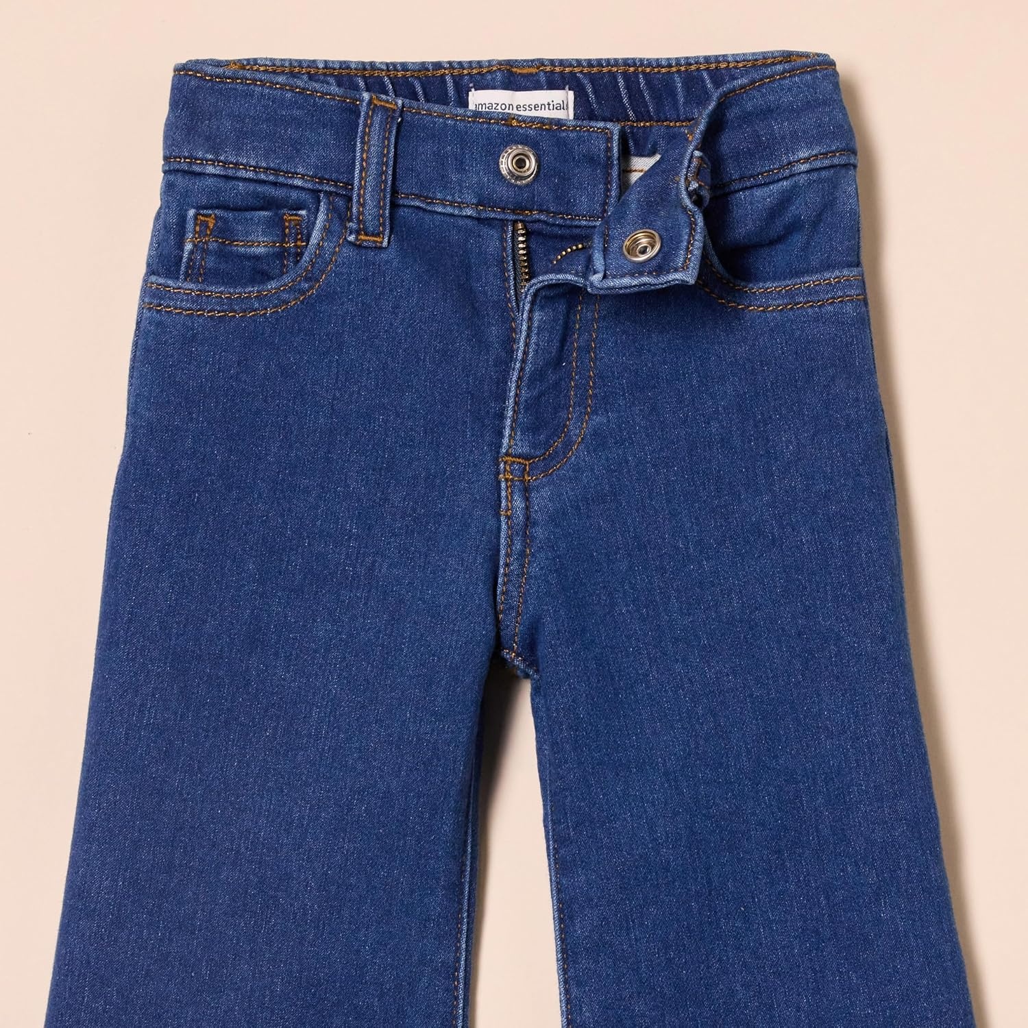 image:imageAmazon Essentials Girls and Toddlers Wide Leg Jeans with Elastic WaistMedium Indigo
