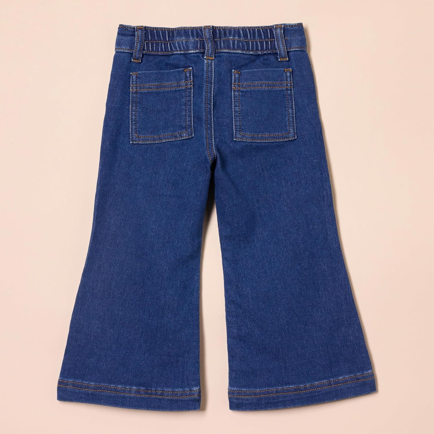 image:imageAmazon Essentials Girls and Toddlers Wide Leg Jeans with Elastic WaistMedium Indigo