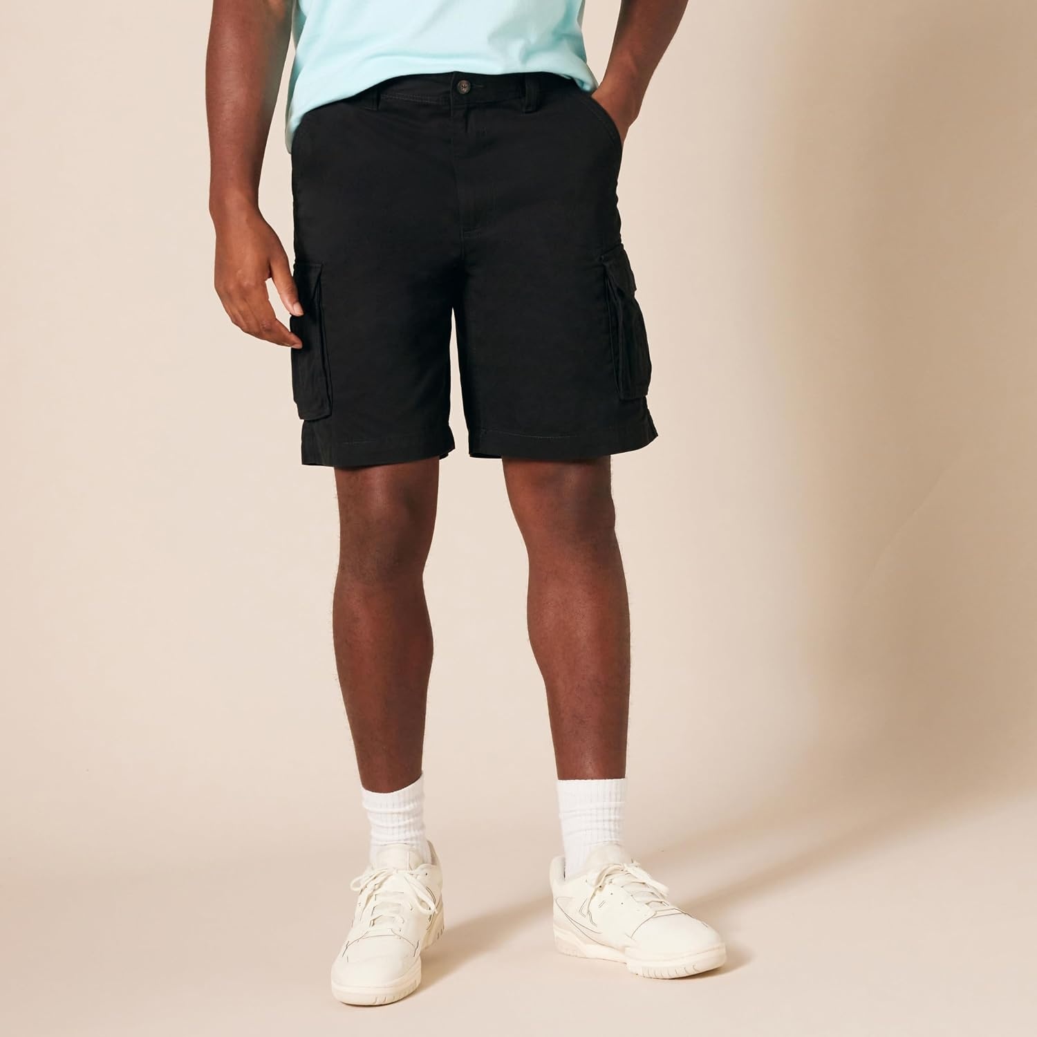 image:imageAmazon Essentials Mens 10 ClassicFit Cotton Twill Cargo Shorts Multiple Pockets Available in Big amp TallBlack
