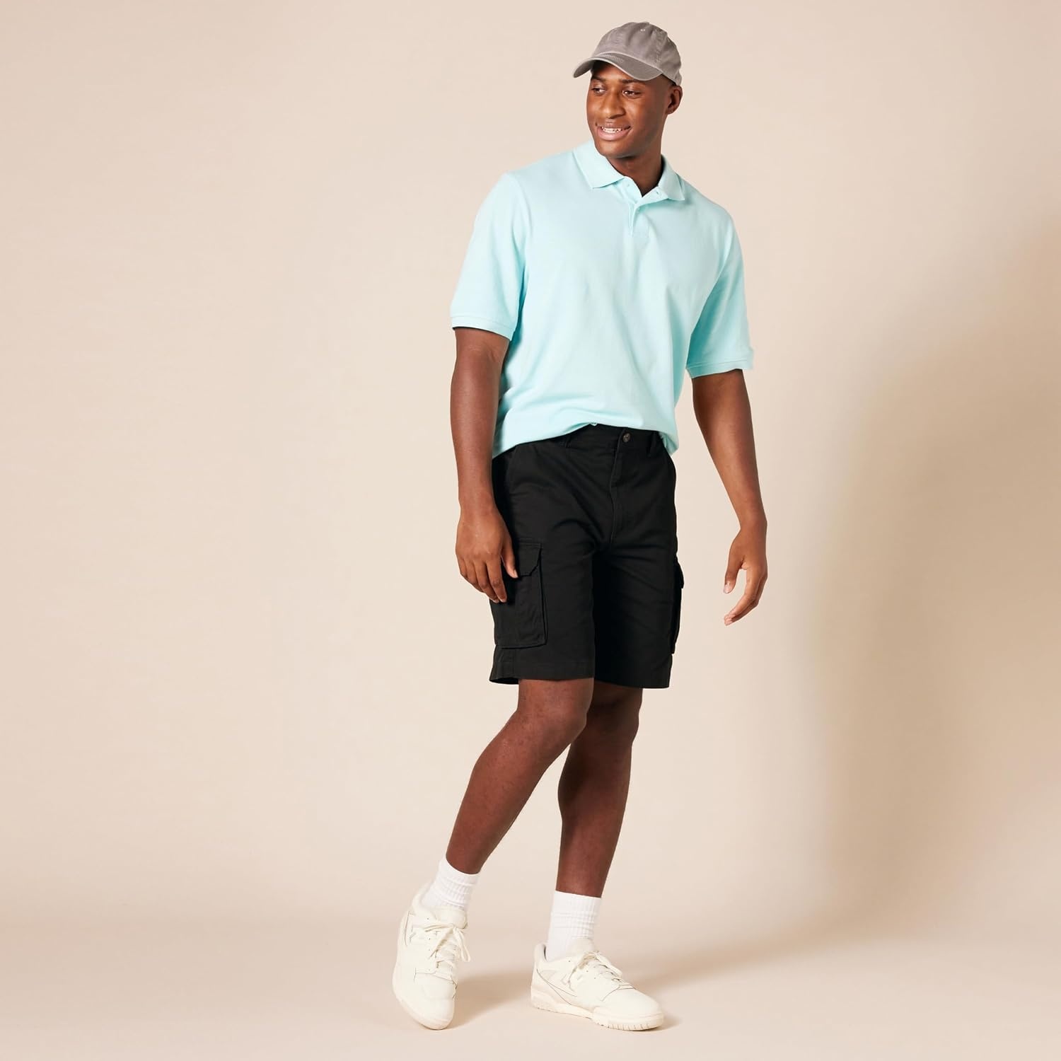 image:imageAmazon Essentials Mens 10 ClassicFit Cotton Twill Cargo Shorts Multiple Pockets Available in Big amp TallBlack