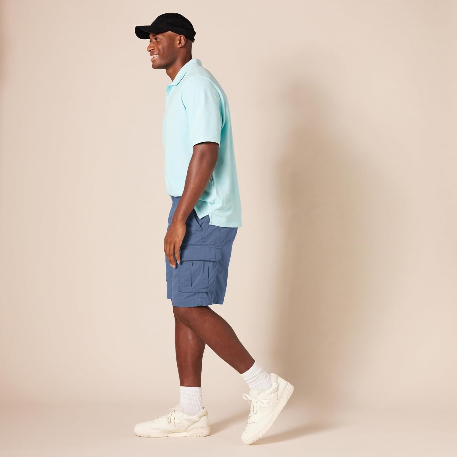 image:imageAmazon Essentials Mens 10 ClassicFit Cotton Twill Cargo Shorts Multiple Pockets Available in Big amp TallBlue