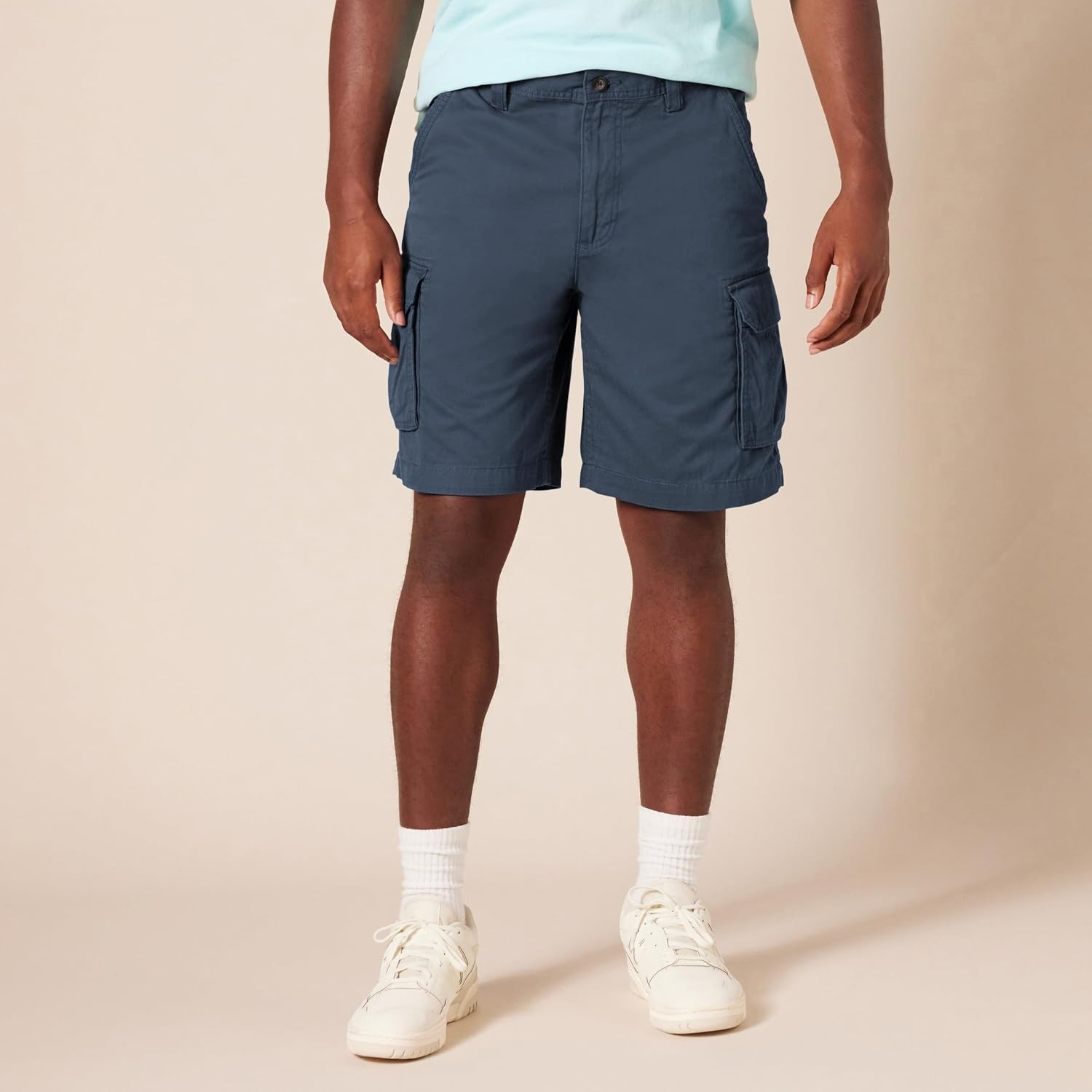 image:imageAmazon Essentials Mens 10 ClassicFit Cotton Twill Cargo Shorts Multiple Pockets Available in Big amp TallDark Navy