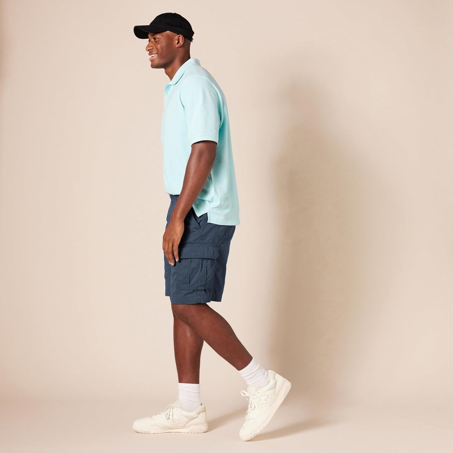 image:imageAmazon Essentials Mens 10 ClassicFit Cotton Twill Cargo Shorts Multiple Pockets Available in Big amp TallDark Navy