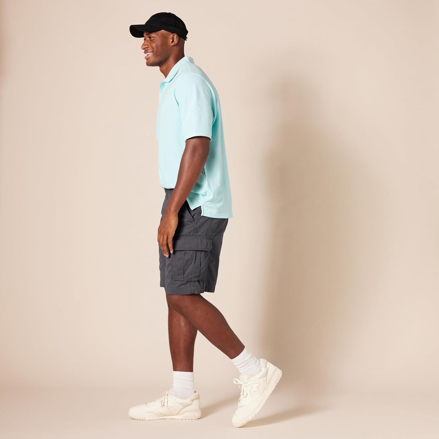 image:imageAmazon Essentials Mens 10 ClassicFit Cotton Twill Cargo Shorts Multiple Pockets Available in Big amp TallGrey