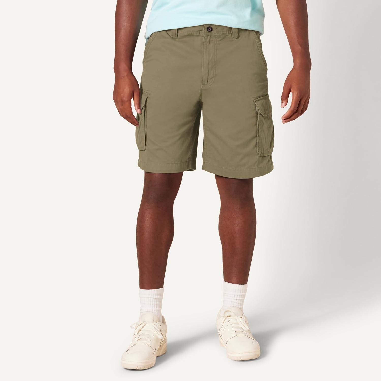 image:imageAmazon Essentials Mens 10 ClassicFit Cotton Twill Cargo Shorts Multiple Pockets Available in Big amp TallKhaki