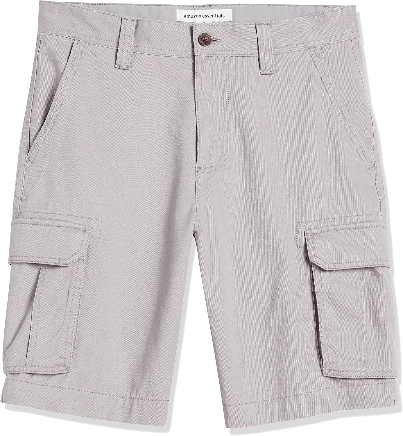 image:imageAmazon Essentials Mens 10 ClassicFit Cotton Twill Cargo Shorts Multiple Pockets Available in Big amp TallLight Grey