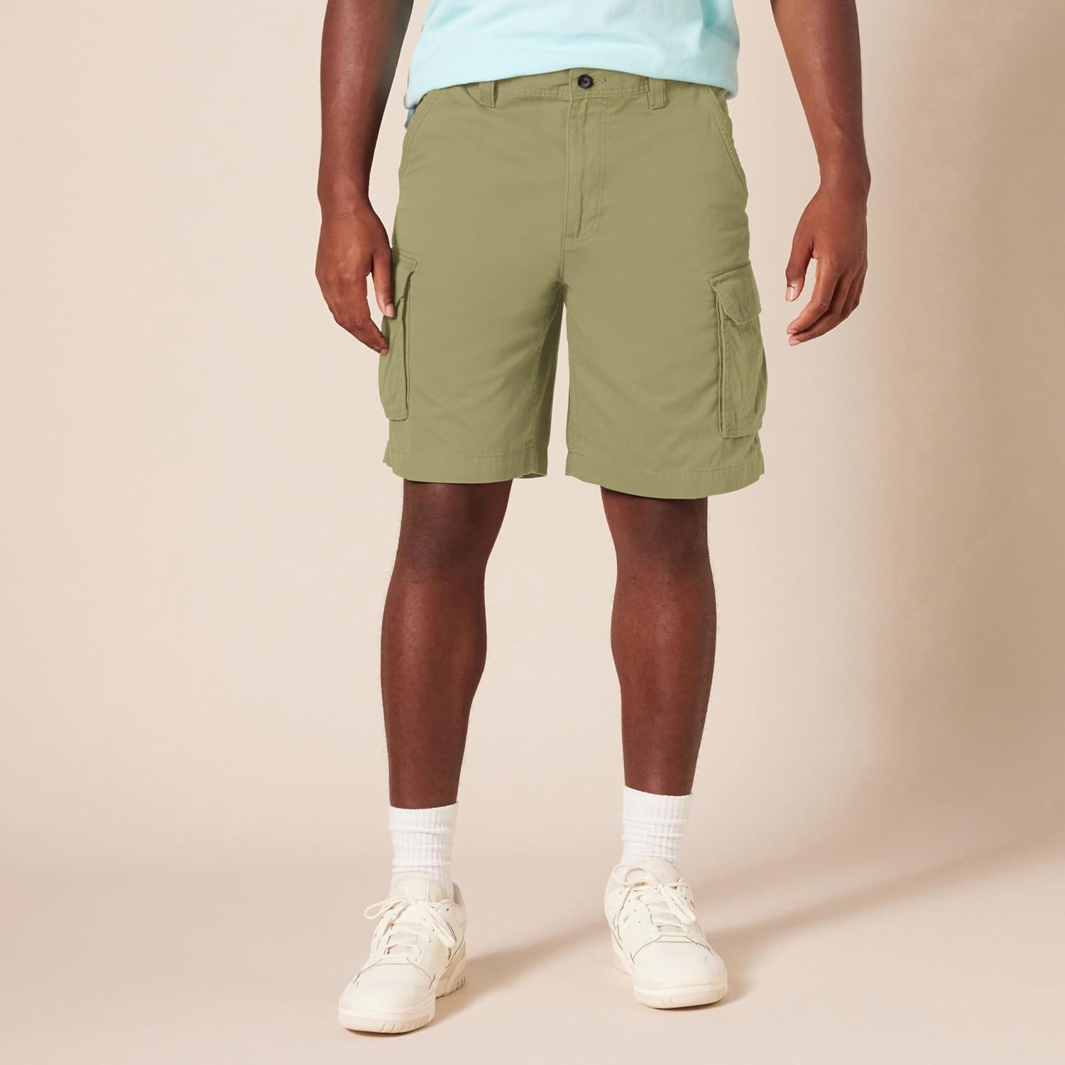 image:imageAmazon Essentials Mens 10 ClassicFit Cotton Twill Cargo Shorts Multiple Pockets Available in Big amp TallLight Olive