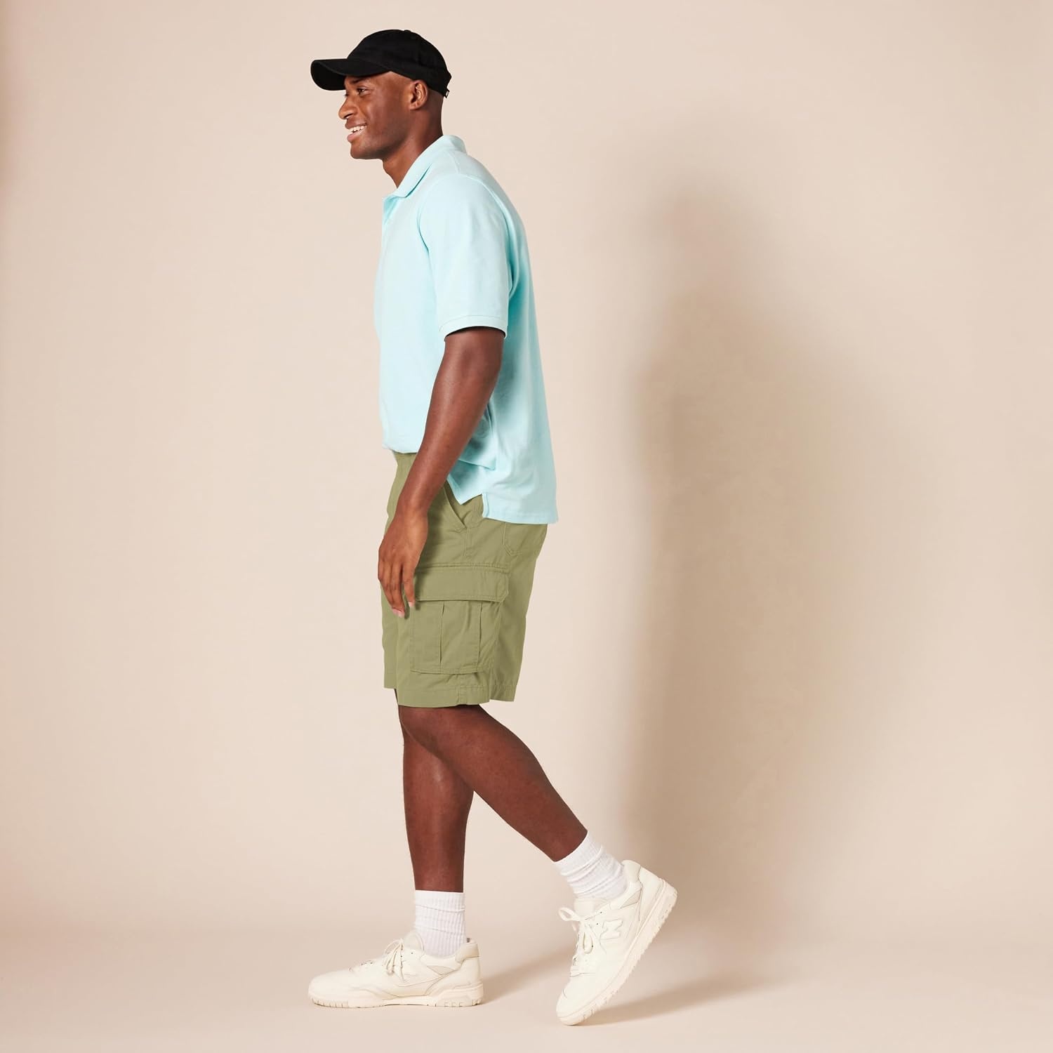 image:imageAmazon Essentials Mens 10 ClassicFit Cotton Twill Cargo Shorts Multiple Pockets Available in Big amp TallLight Olive