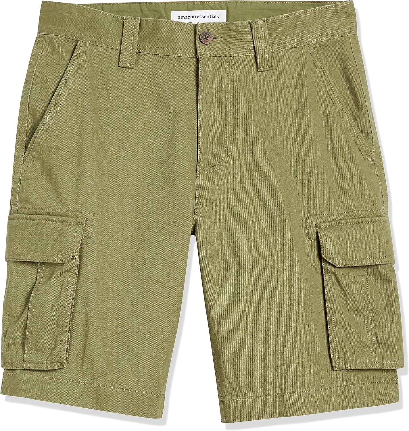 image:imageAmazon Essentials Mens 10 ClassicFit Cotton Twill Cargo Shorts Multiple Pockets Available in Big amp TallLight Olive