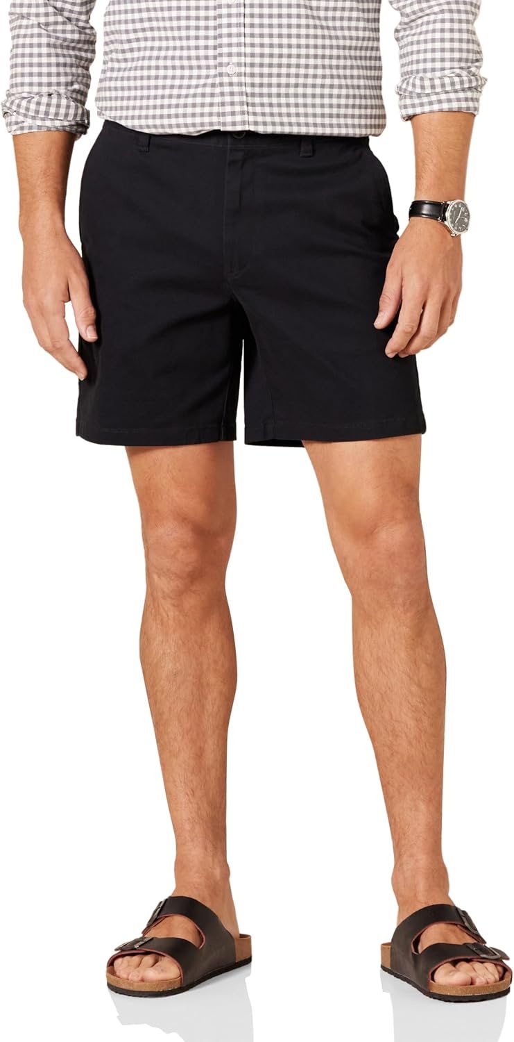image:imageAmazon Essentials Mens 7 Stretch Chino ShortsBlack