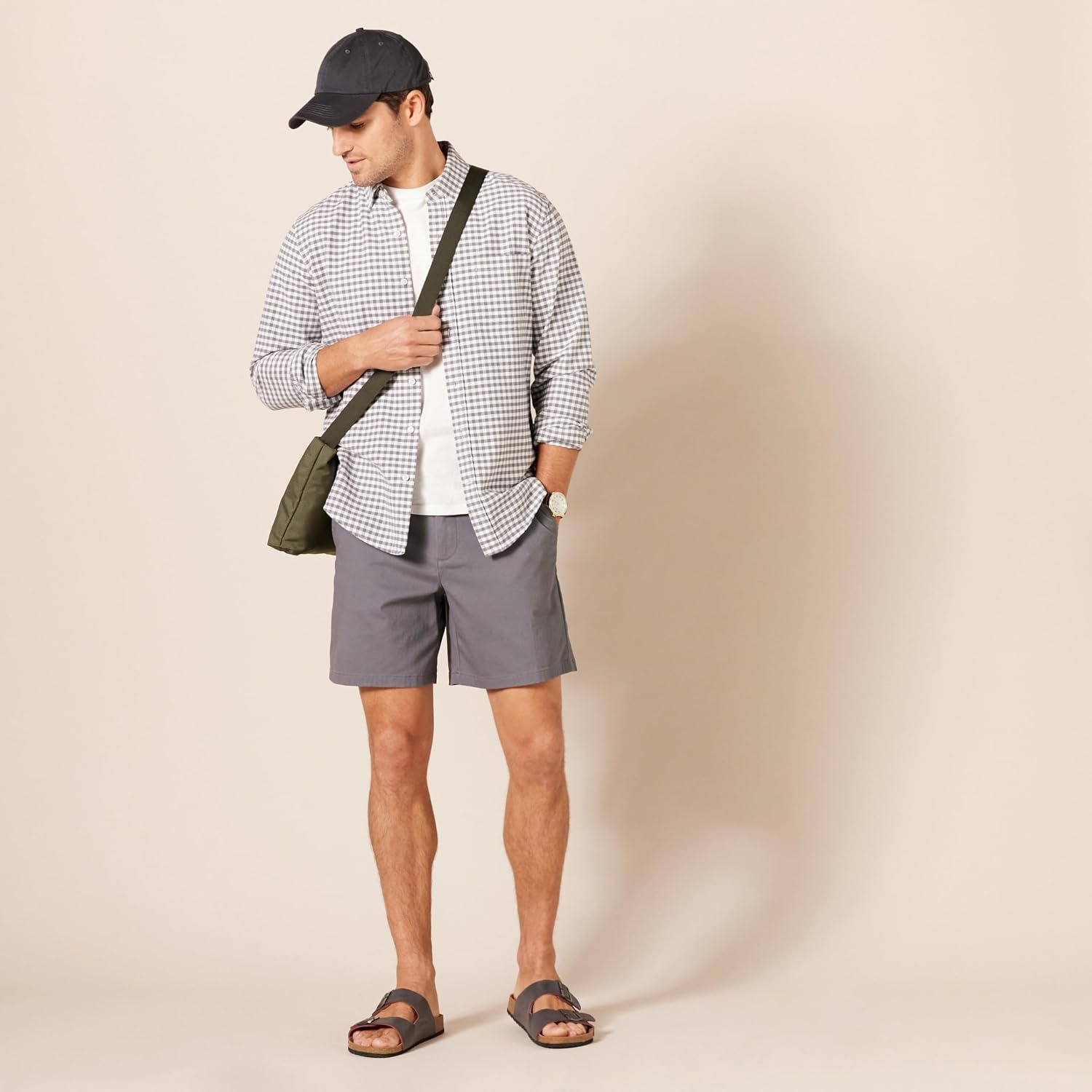 image:imageAmazon Essentials Mens 7 Stretch Chino ShortsCharcoal
