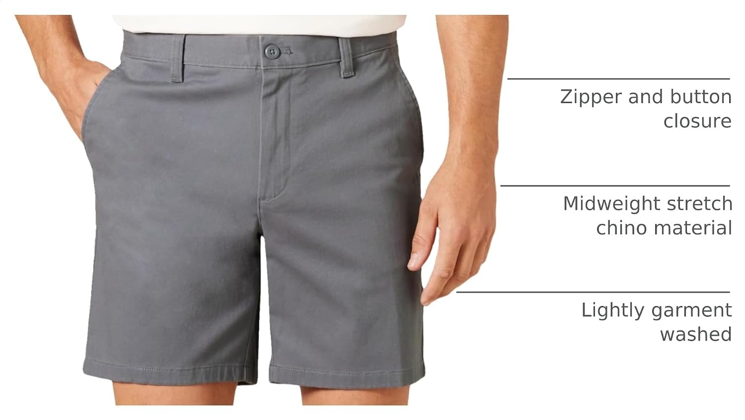 image:imageAmazon Essentials Mens 7 Stretch Chino ShortsCharcoal