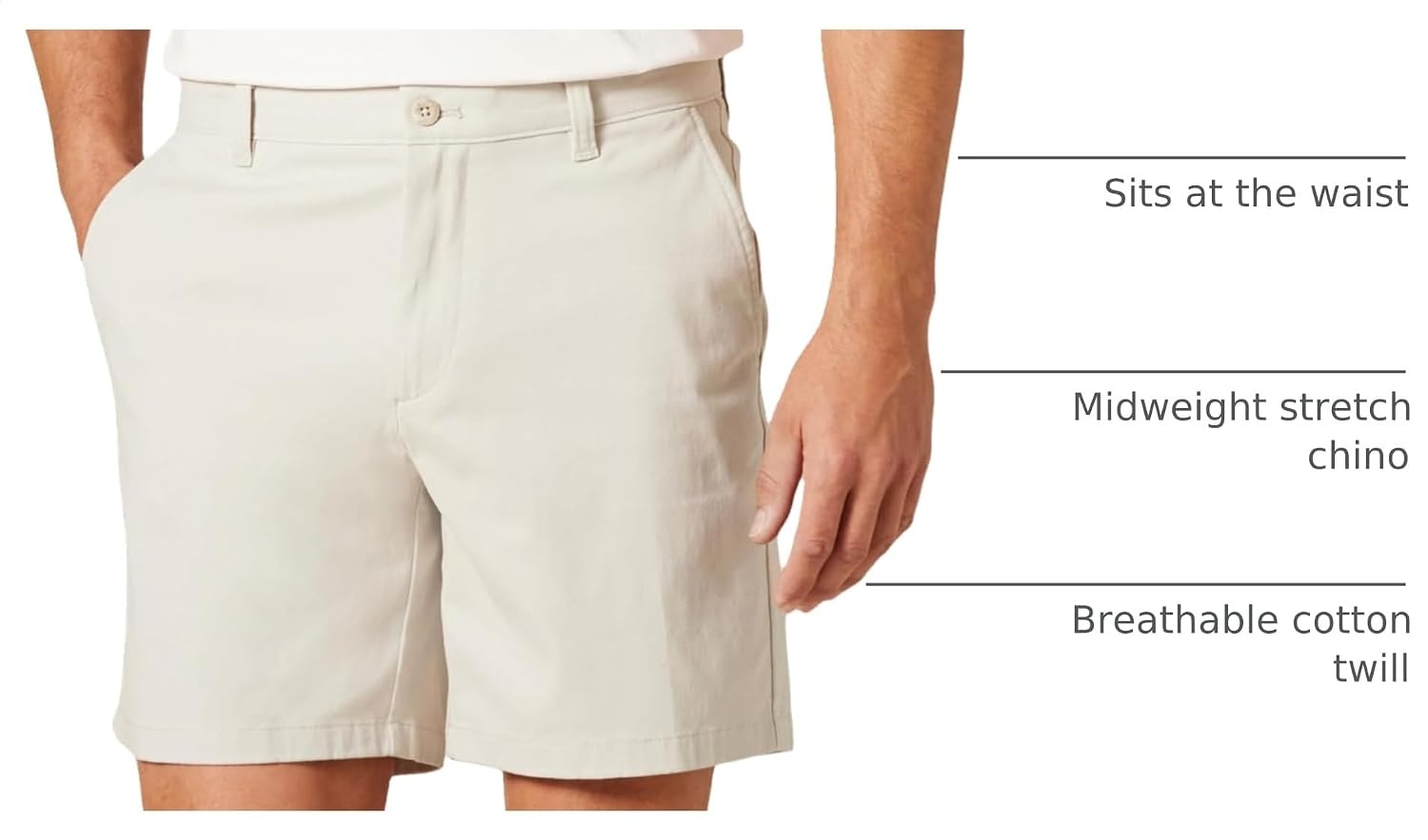 image:imageAmazon Essentials Mens 7 Stretch Chino ShortsStone