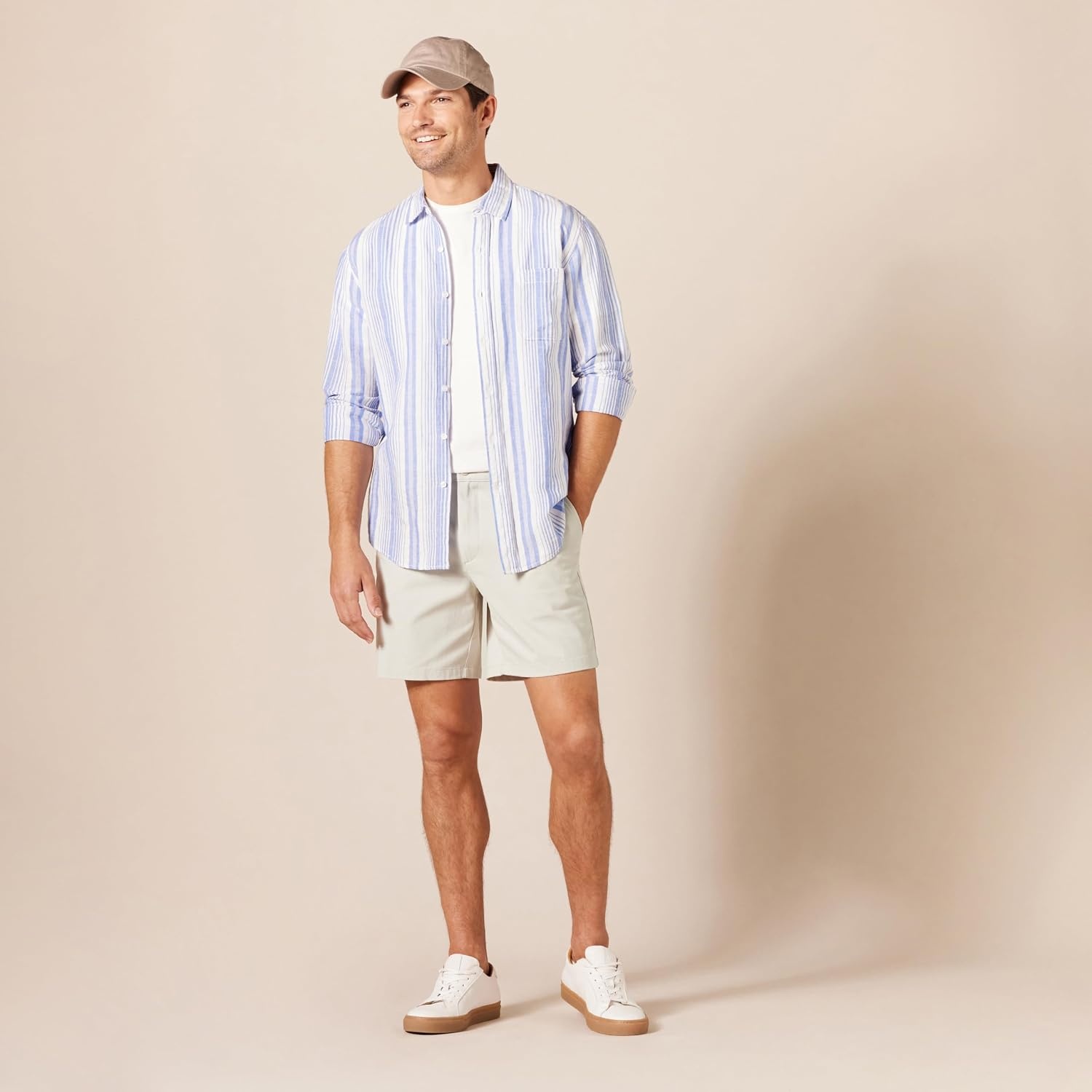 image:imageAmazon Essentials Mens 7 Stretch Chino ShortsStone