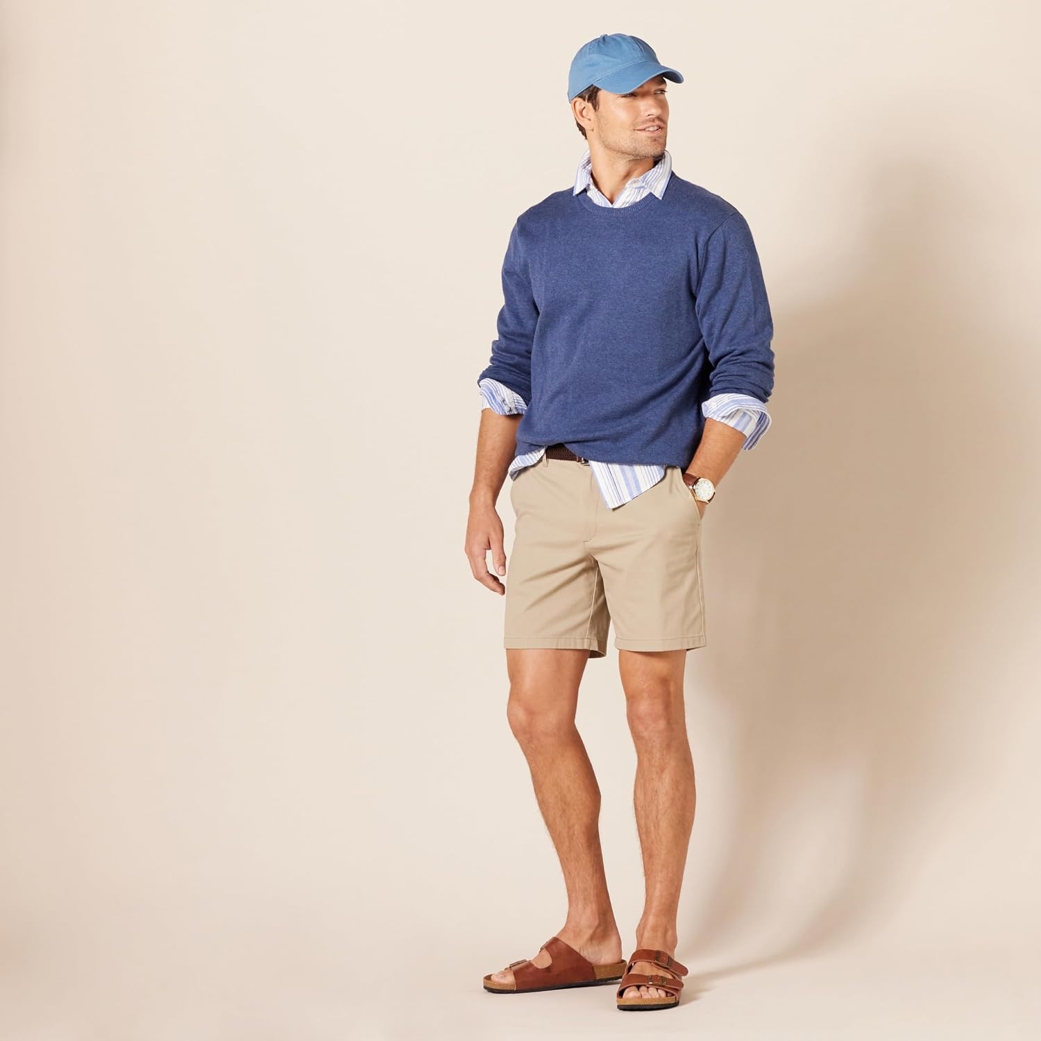 image:imageAmazon Essentials Mens 7 Stretch Chino ShortsTan