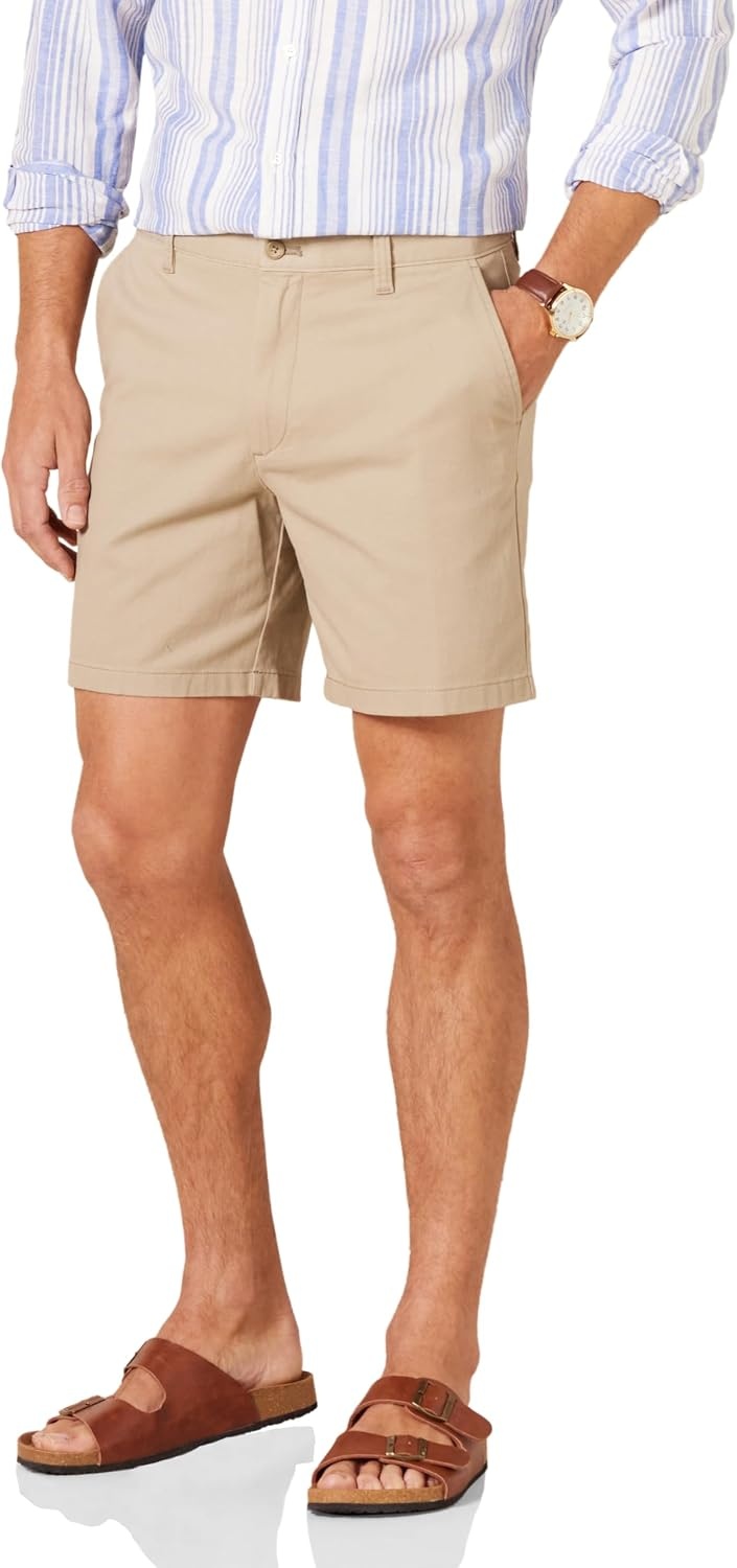 image:imageAmazon Essentials Mens 7 Stretch Chino ShortsTan