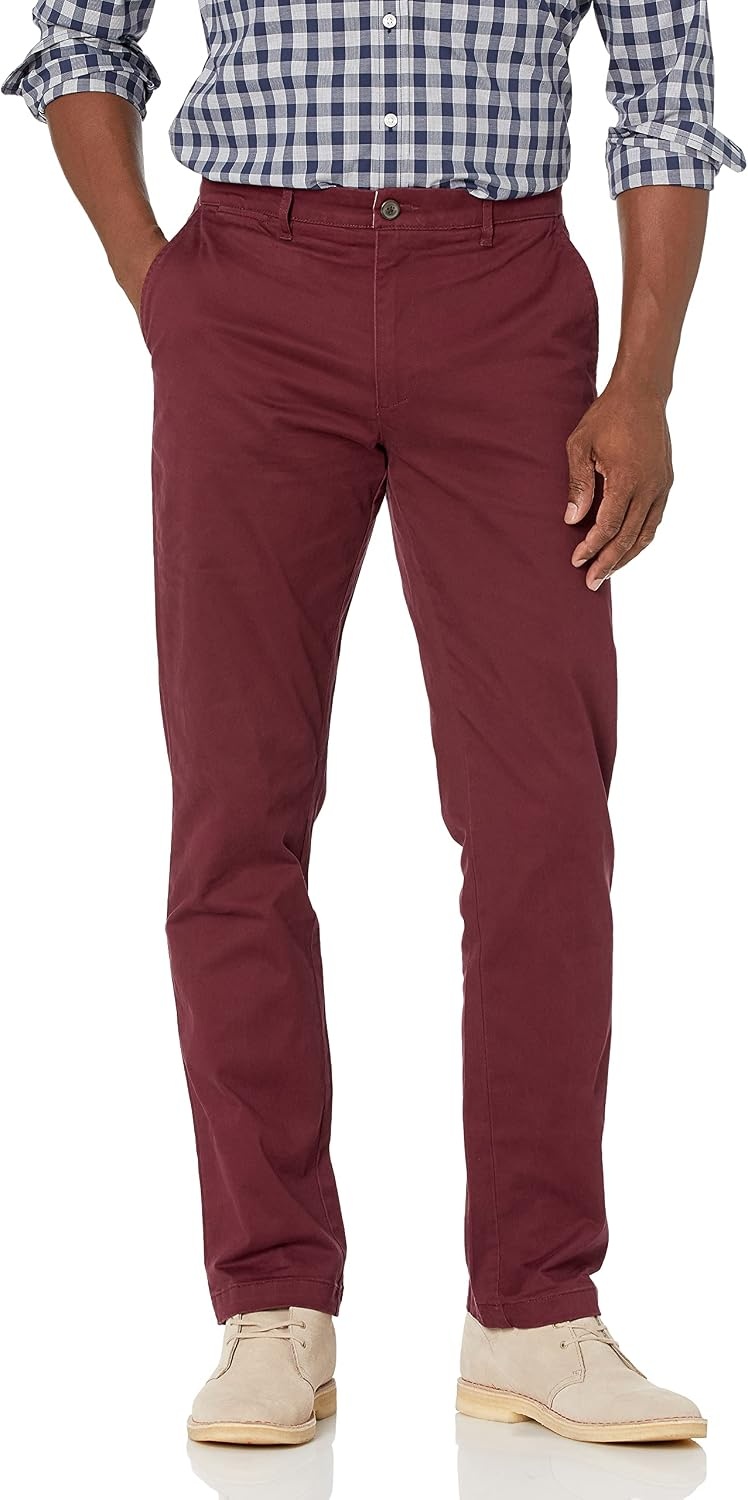 image:imageAmazon Essentials Mens AthleticFit Chino PantsBurgundy