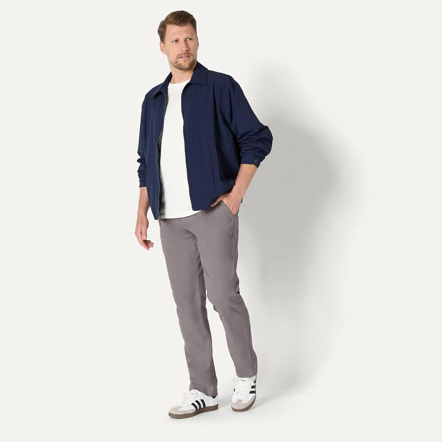 image:imageAmazon Essentials Mens AthleticFit Chino PantsDark Grey