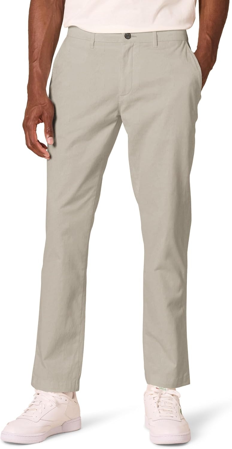 image:imageAmazon Essentials Mens AthleticFit Chino PantsKhaki