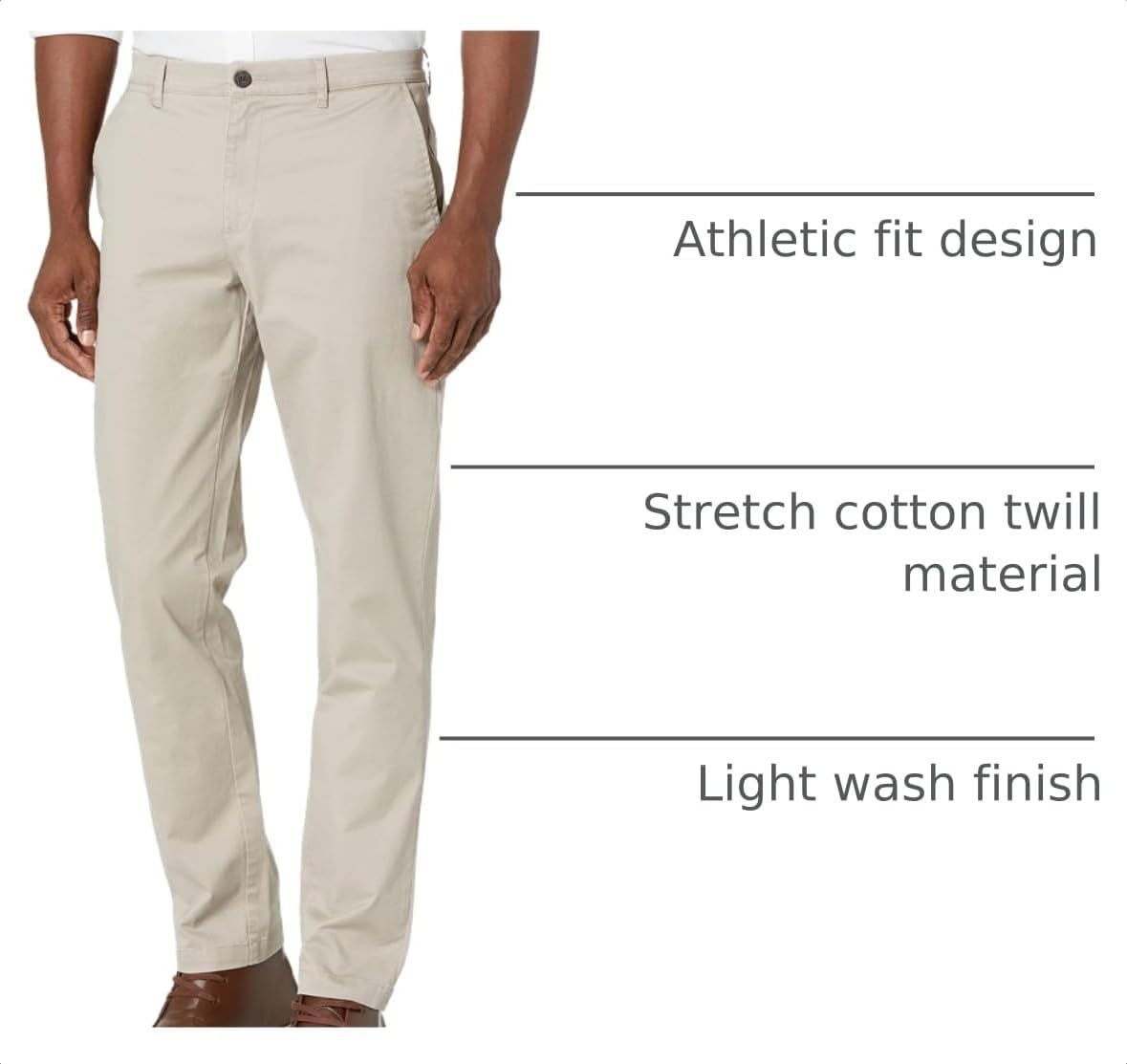 image:imageAmazon Essentials Mens AthleticFit Chino PantsKhaki