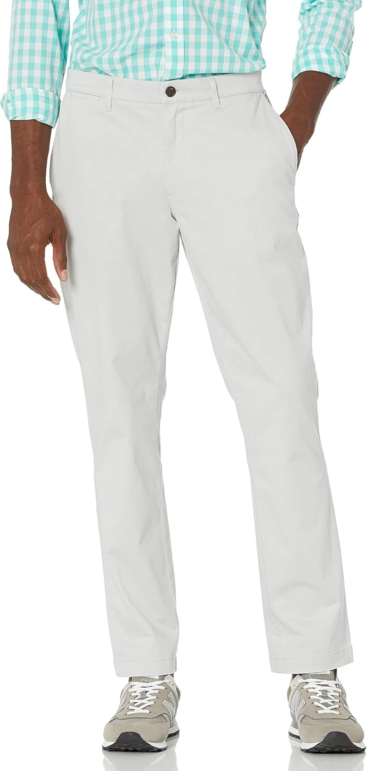 image:imageAmazon Essentials Mens AthleticFit Chino PantsLight Grey