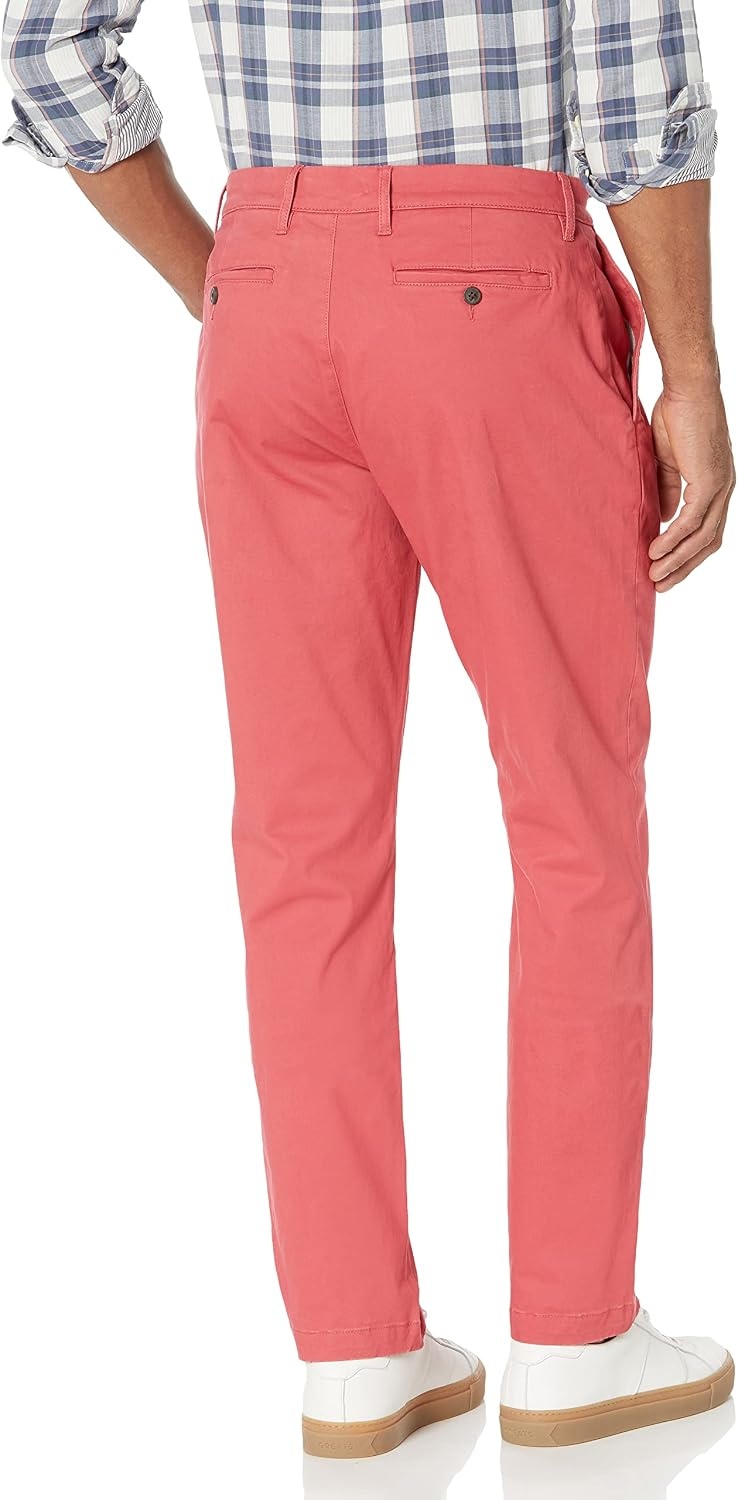 image:imageAmazon Essentials Mens AthleticFit Chino PantsWashed Red