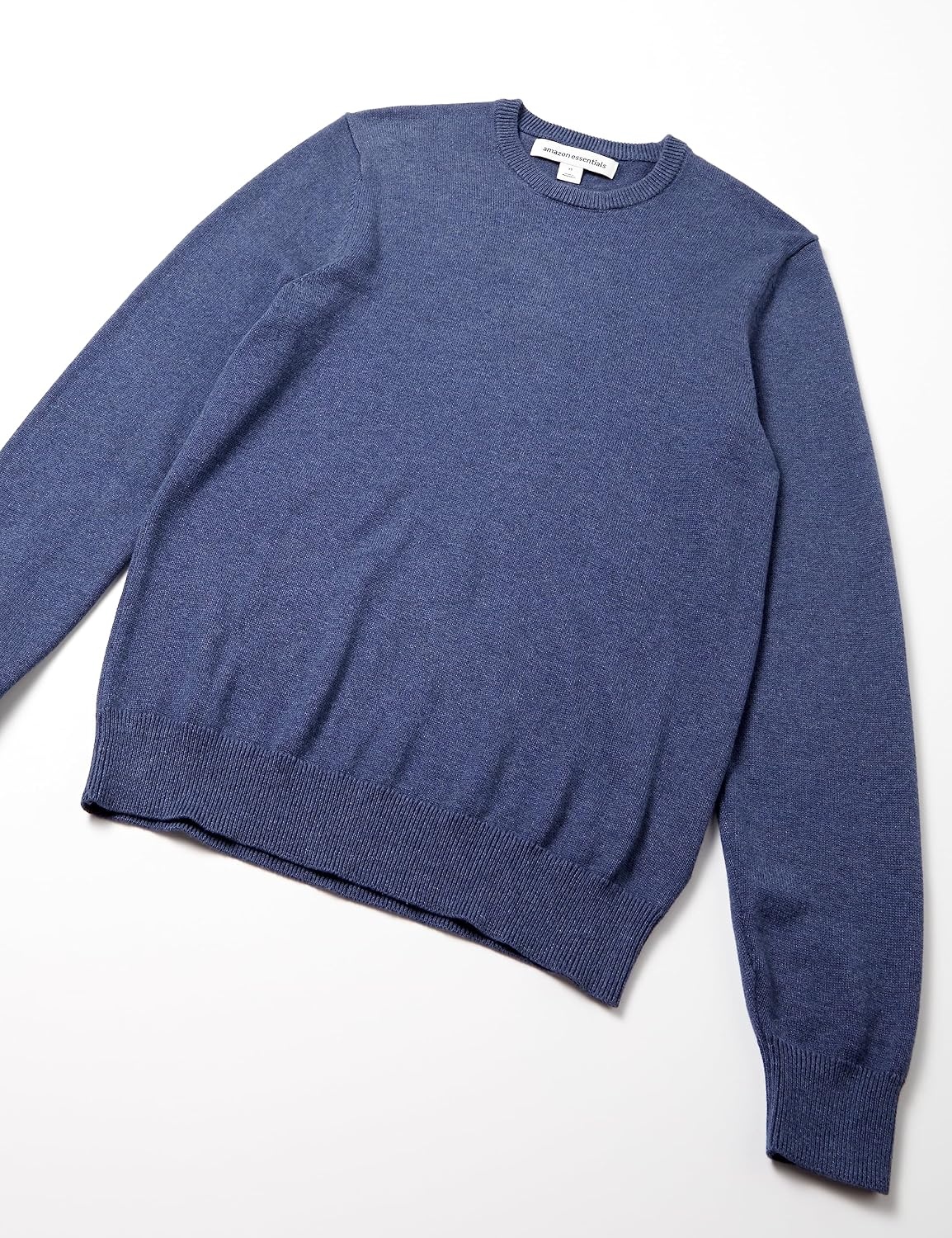 image:imageAmazon Essentials Mens Cable Knit LongSleeve Crewneck Sweater 100 Cotton Big amp Tall Options AvailableBlue Heather