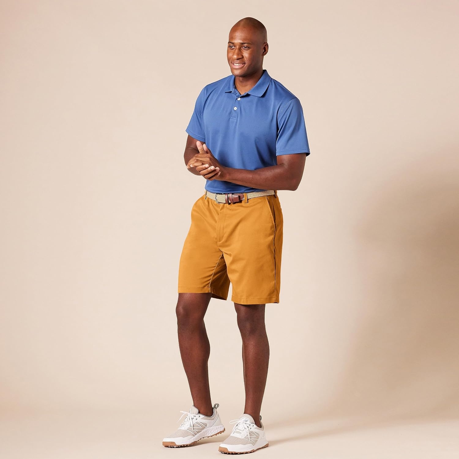 image:imageAmazon Essentials Mens ClassicFit 9 Inseam MoistureWicking Golf Shorts Functional Pockets Available in Big amp TallApricot Orange