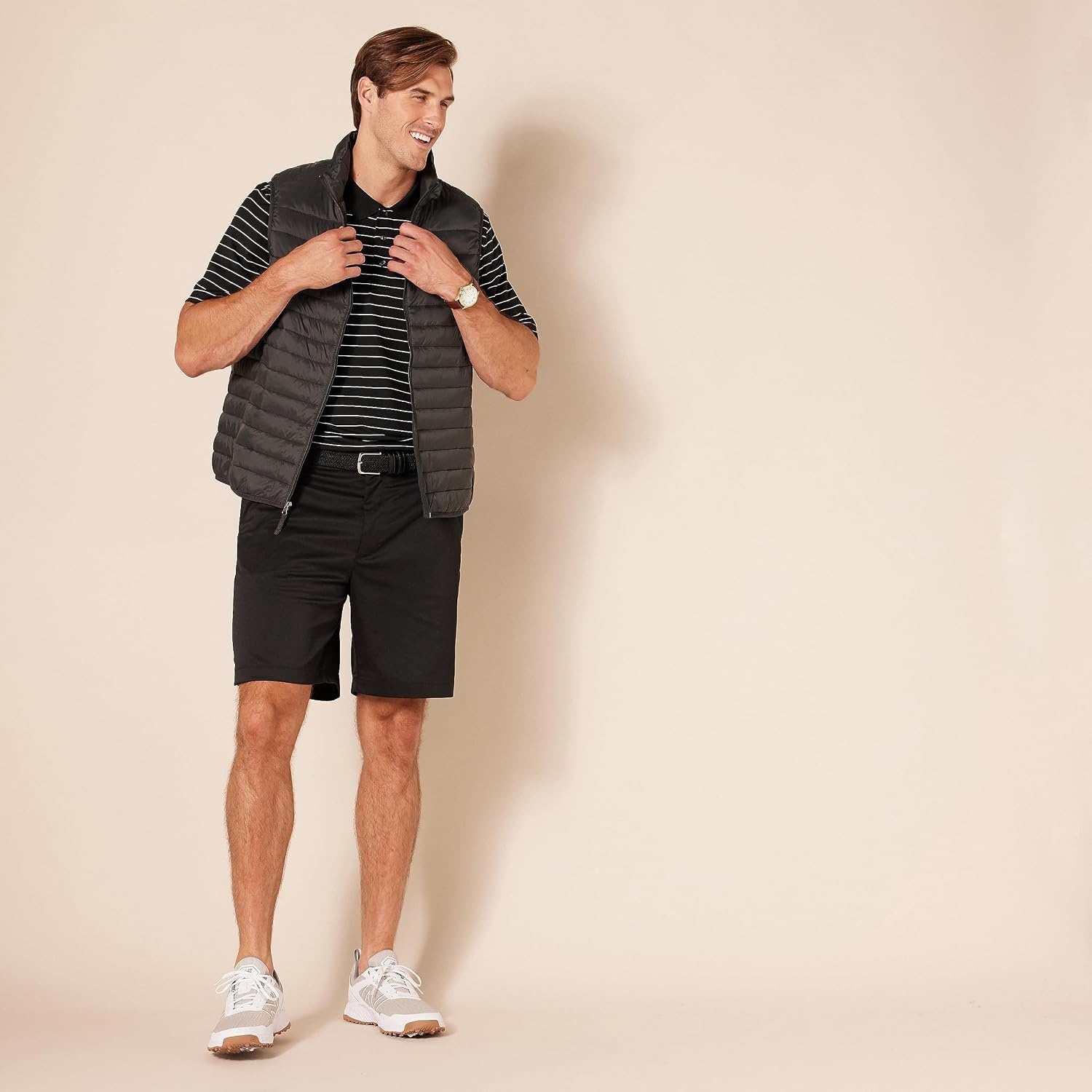 image:imageAmazon Essentials Mens ClassicFit 9 Inseam MoistureWicking Golf Shorts Functional Pockets Available in Big amp TallBlack