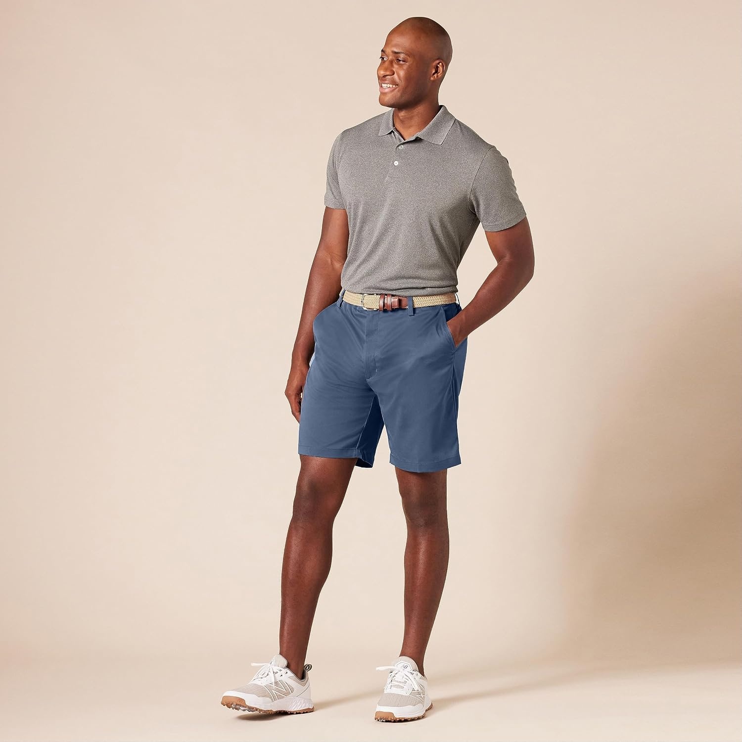image:imageAmazon Essentials Mens ClassicFit 9 Inseam MoistureWicking Golf Shorts Functional Pockets Available in Big amp TallIndigo Blue