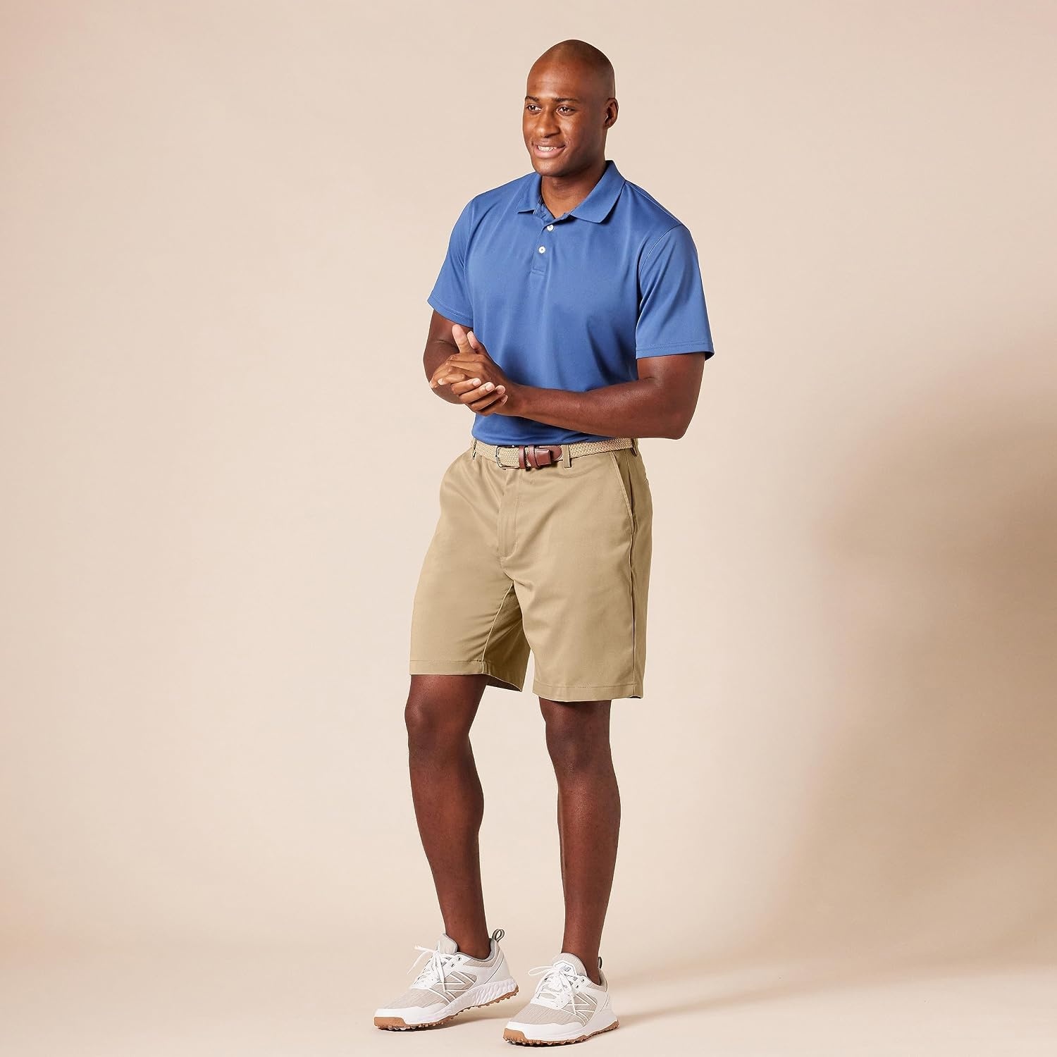 image:imageAmazon Essentials Mens ClassicFit 9 Inseam MoistureWicking Golf Shorts Functional Pockets Available in Big amp TallKhaki Brown