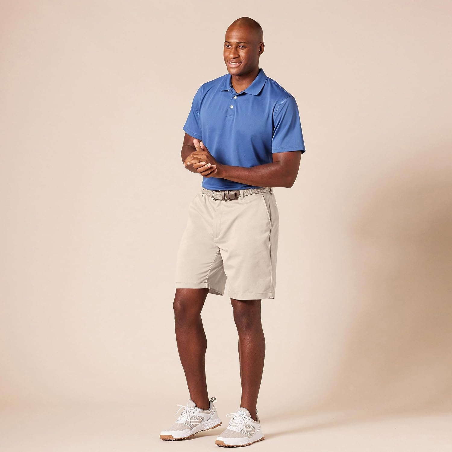 image:imageAmazon Essentials Mens ClassicFit 9 Inseam MoistureWicking Golf Shorts Functional Pockets Available in Big amp TallStone