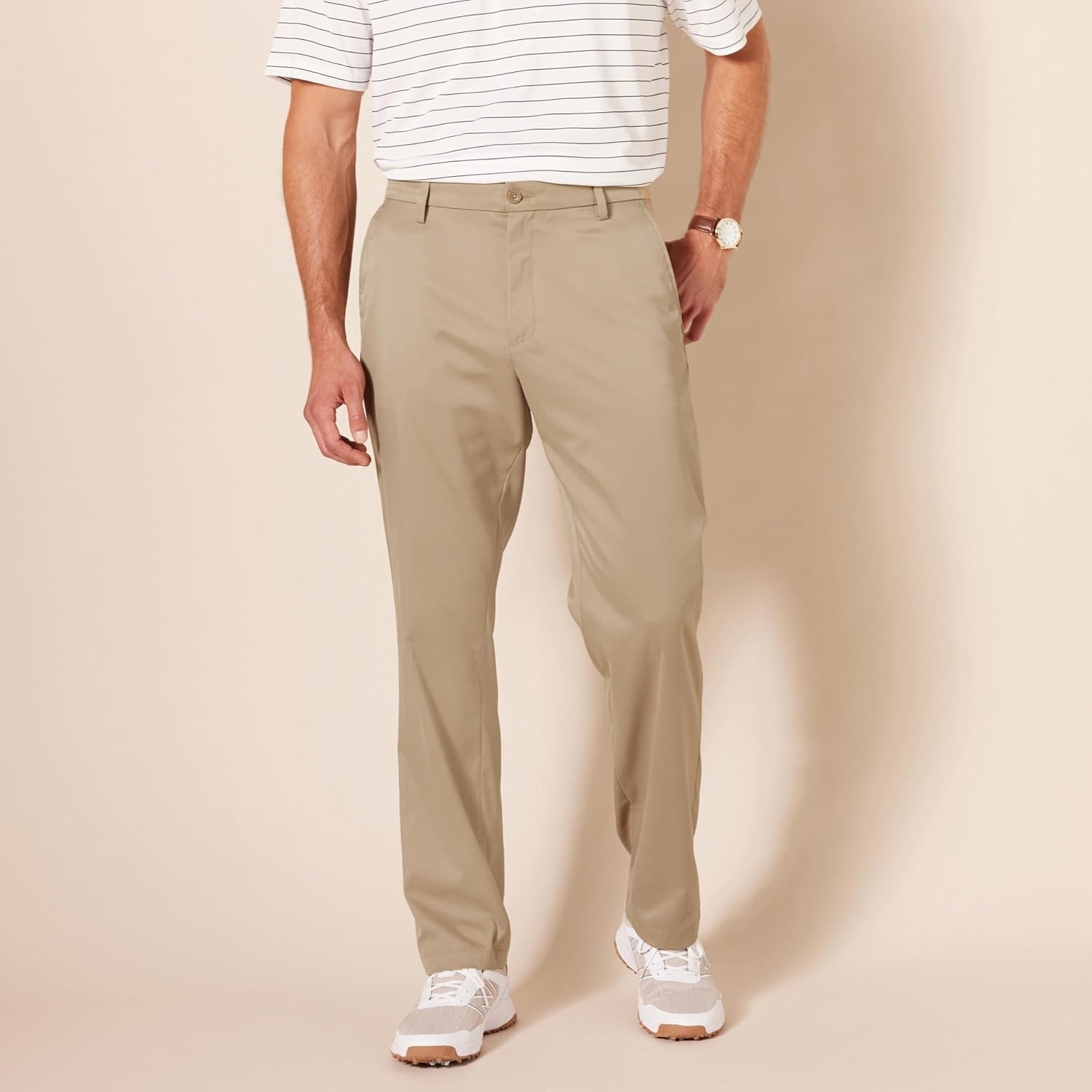 image:imageAmazon Essentials Mens ClassicFit MoistureWicking Stretch Golf Pants with Active Waistband Available in Big amp TallKhaki