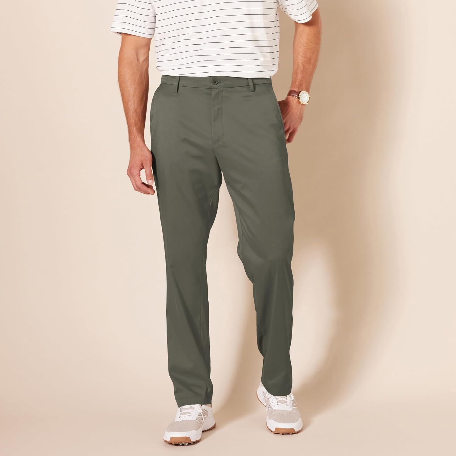image:imageAmazon Essentials Mens ClassicFit MoistureWicking Stretch Golf Pants with Active Waistband Available in Big amp TallOlive