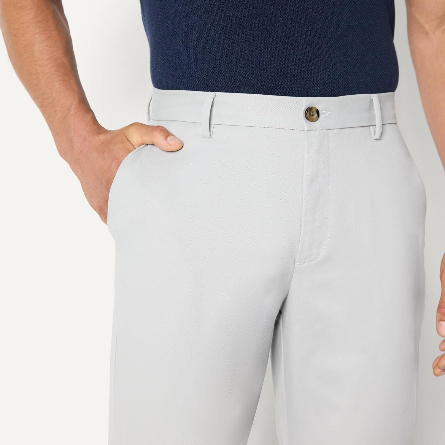 image:imageAmazon Essentials Mens ClassicFit WrinkleResistant FlatFront Stretch Chino PantGrey