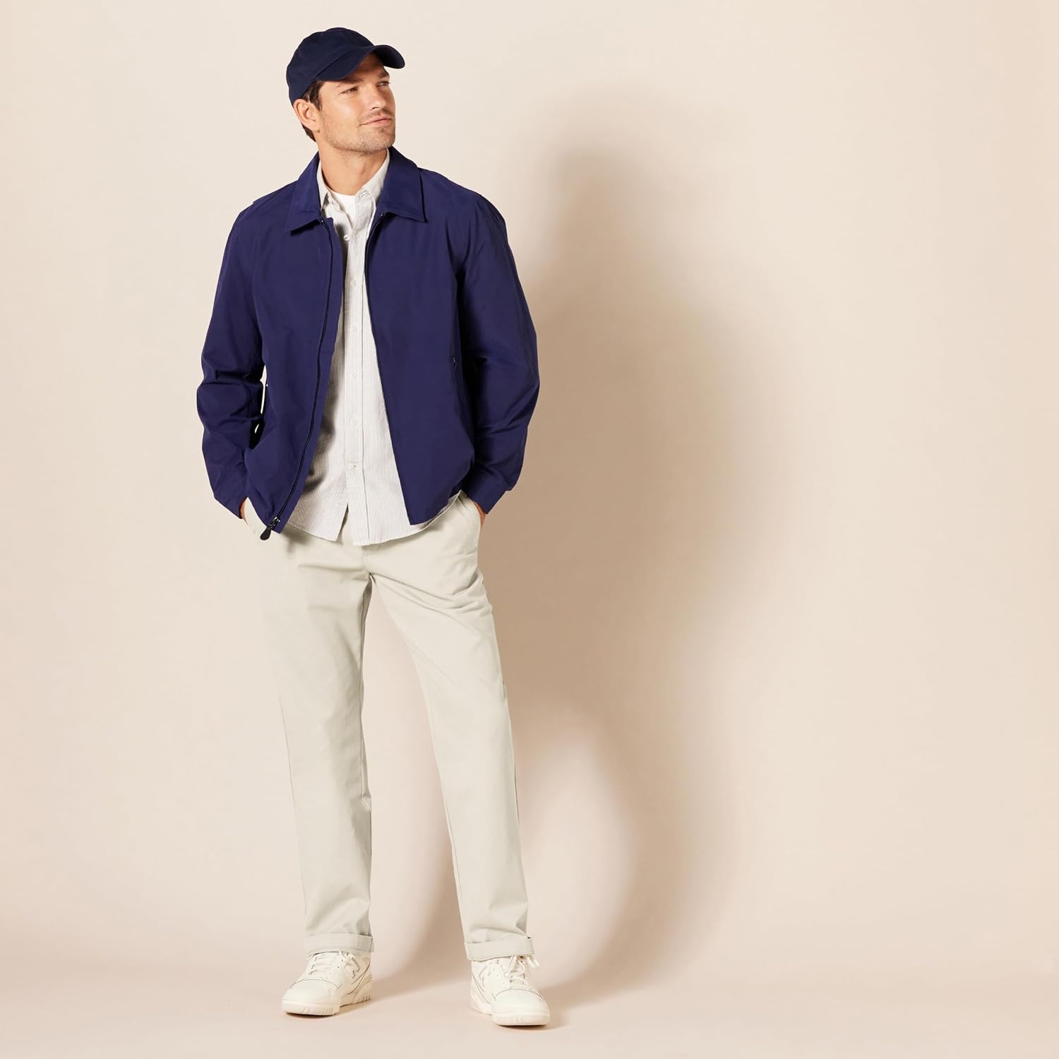 image:imageAmazon Essentials Mens ClassicFit WrinkleResistant FlatFront Stretch Chino PantStone