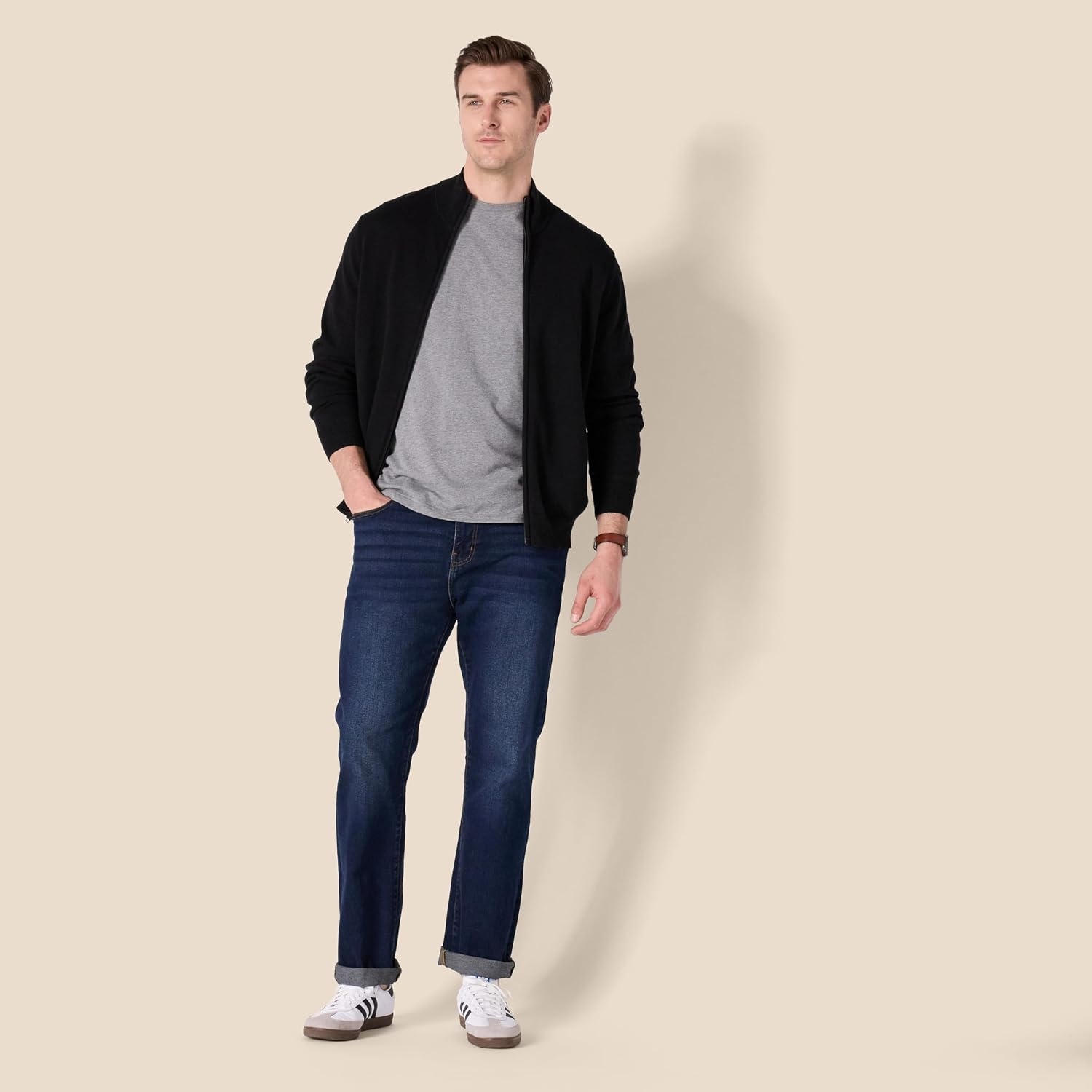 image:imageAmazon Essentials Mens FullZip Cotton SweaterBlack