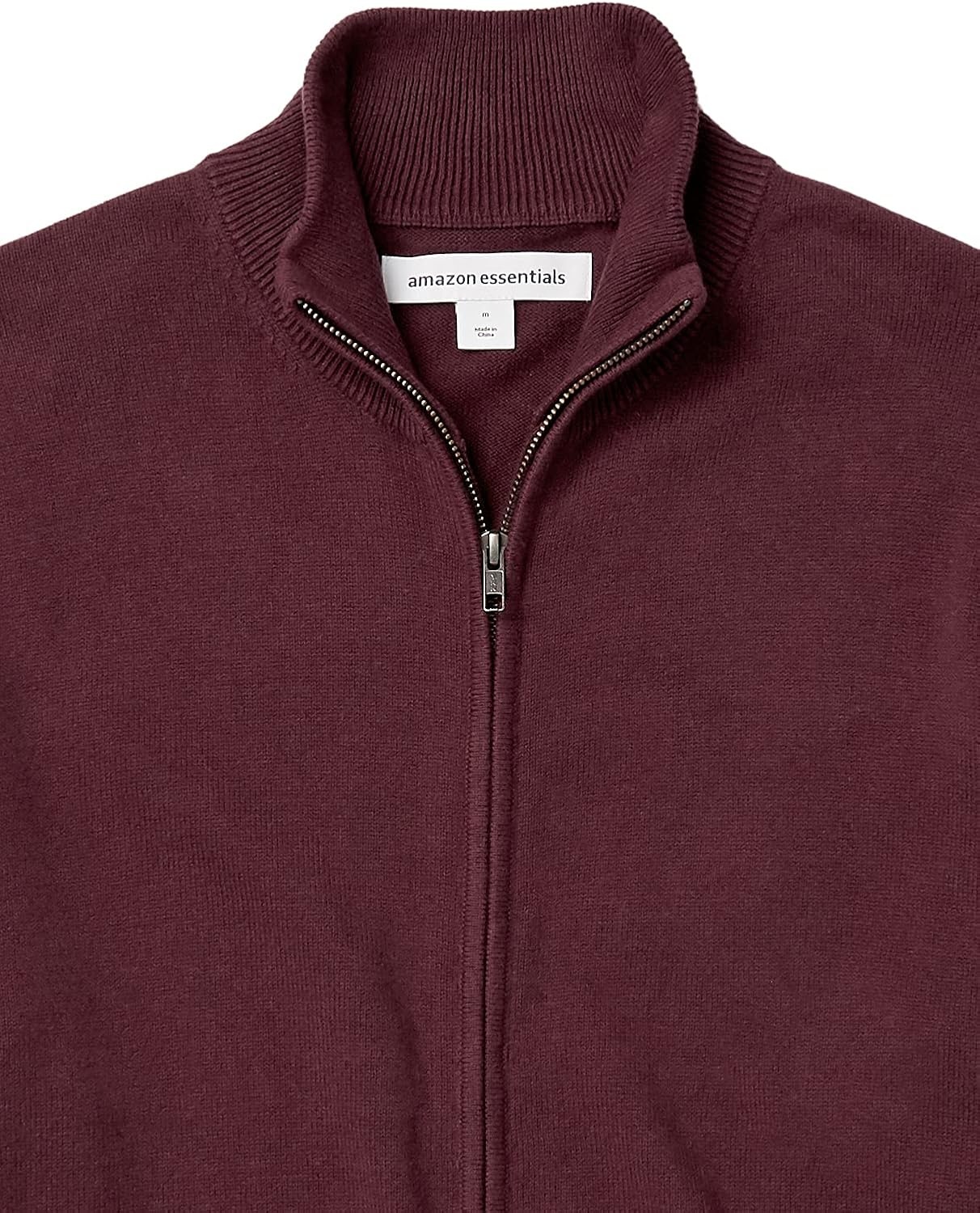 image:imageAmazon Essentials Mens FullZip Cotton SweaterBurgundy