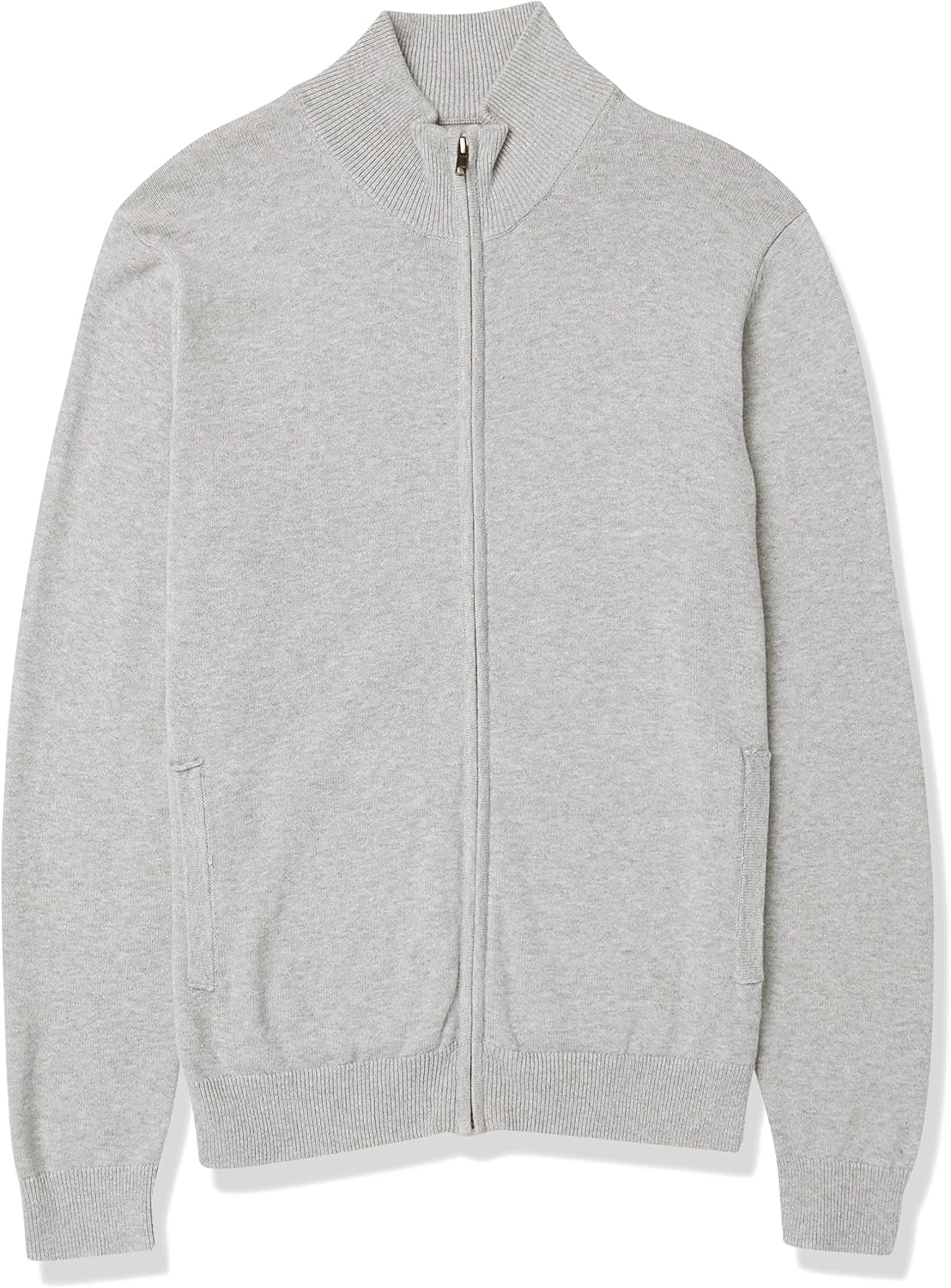 image:imageAmazon Essentials Mens FullZip Cotton SweaterLight Grey Heather