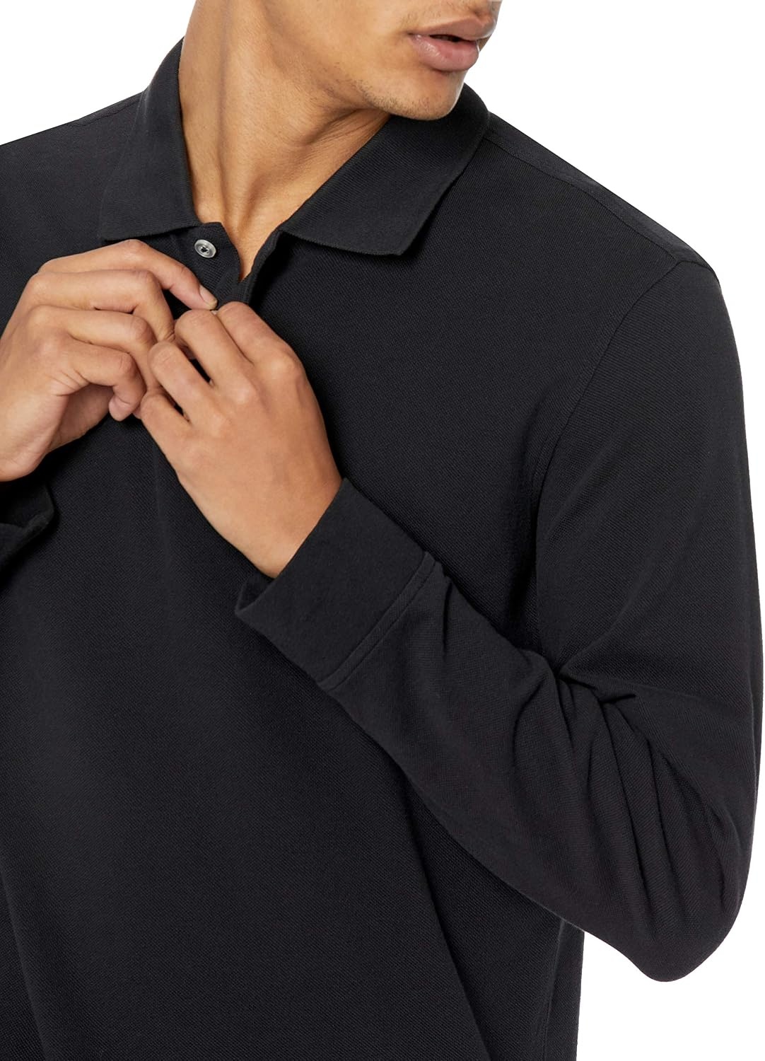 image:imageAmazon Essentials Mens LongSleeve Pique Polo ShirtBlack
