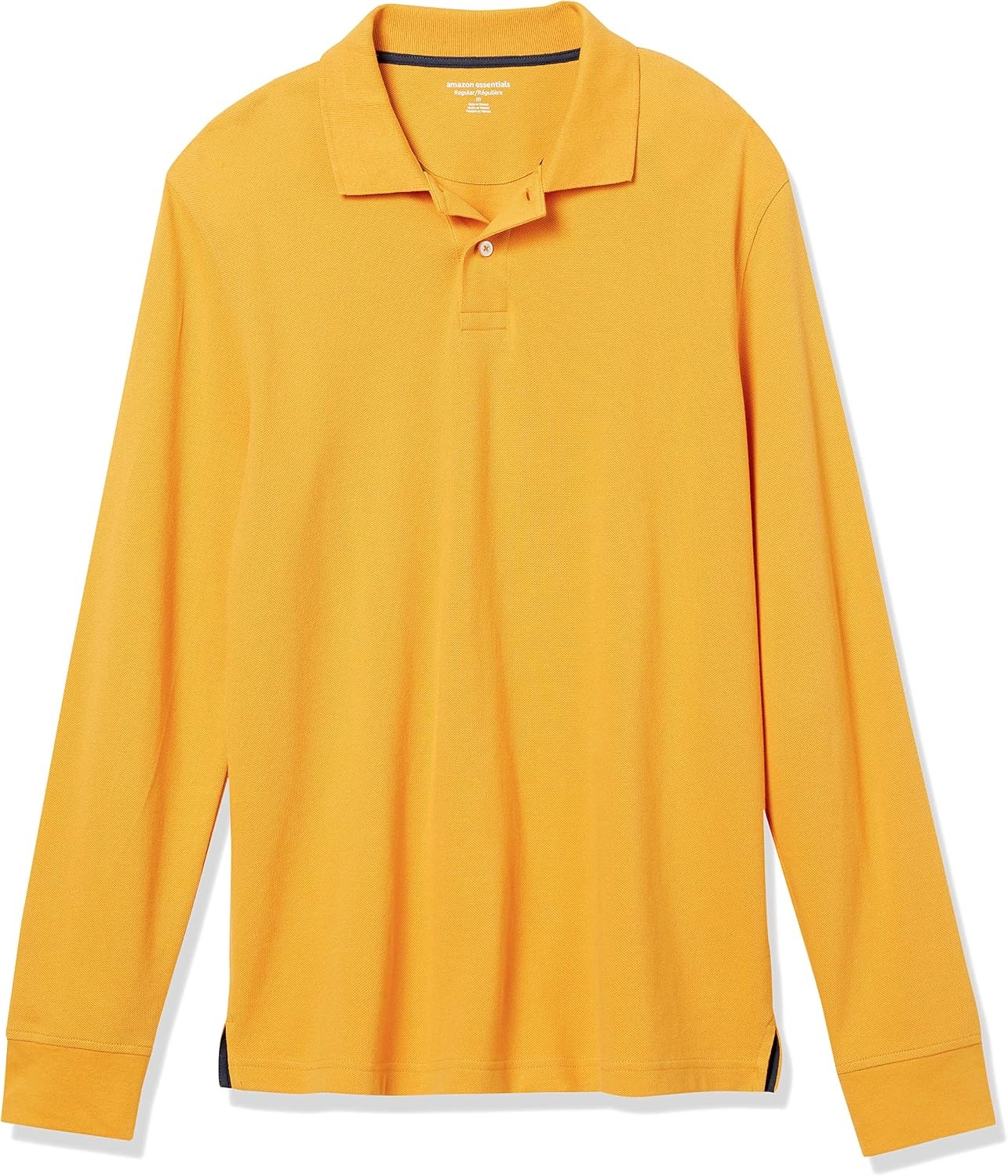 image:imageAmazon Essentials Mens LongSleeve Pique Polo ShirtDark Yellow