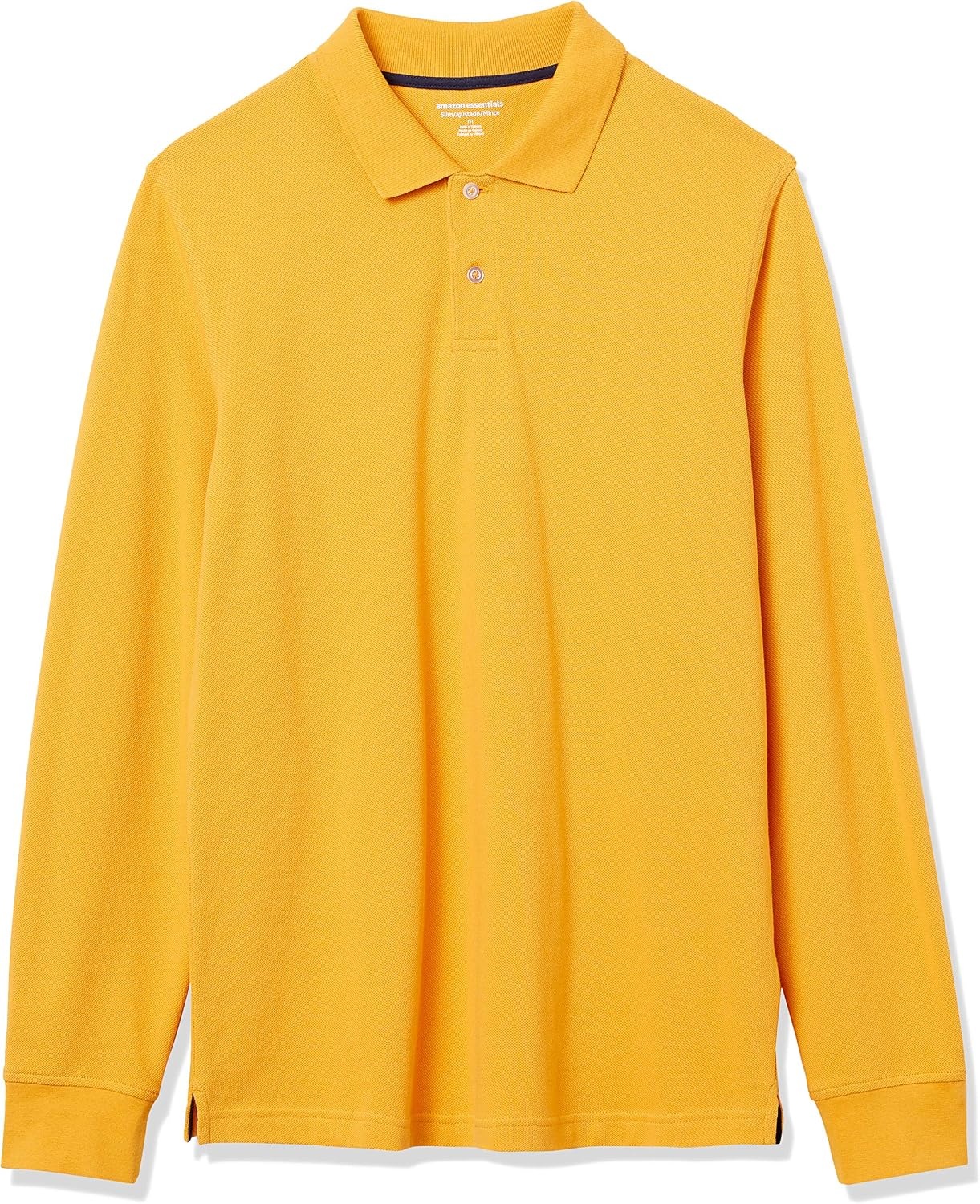 image:imageAmazon Essentials Mens LongSleeve Pique Polo ShirtDark Yellow