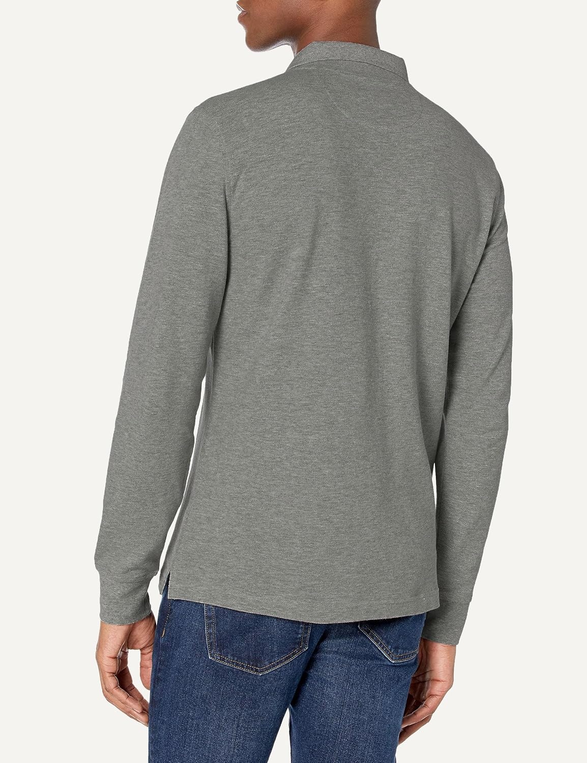 image:imageAmazon Essentials Mens LongSleeve Pique Polo ShirtMedium Grey Heather